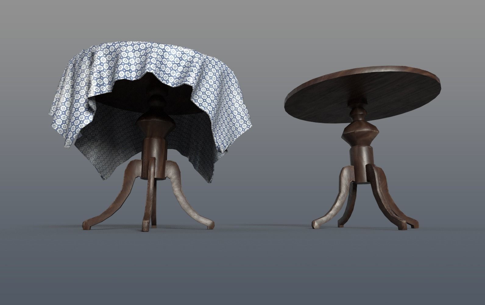 Round Tables With Tablecloth Low-poly 3D model_2