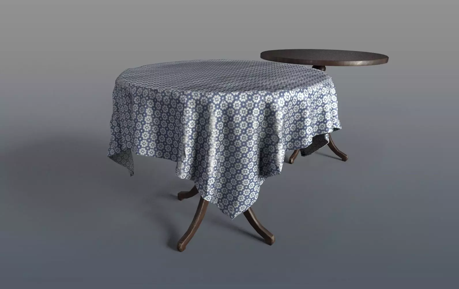 Round Tables With Tablecloth Low-poly 3D model_0