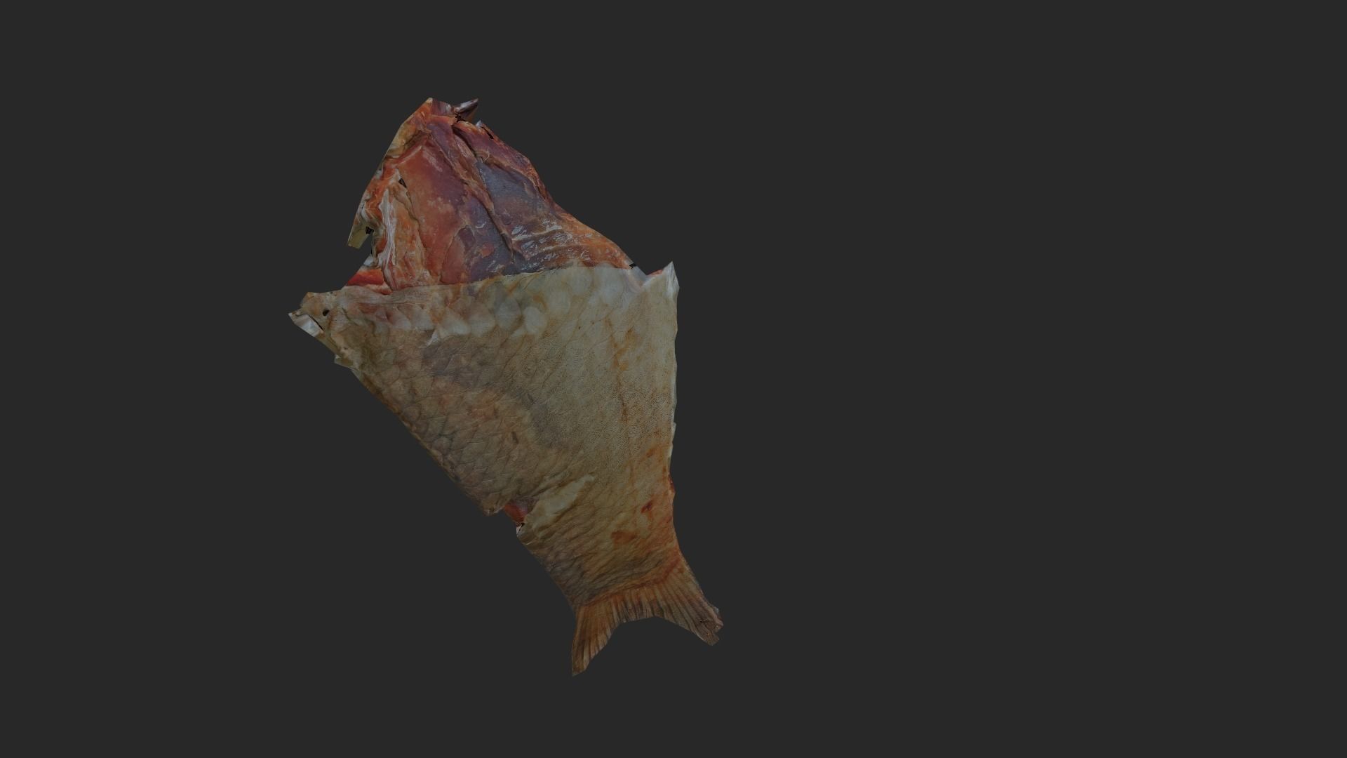 Scanned photorealistic dried fish Low-poly 3D model_26