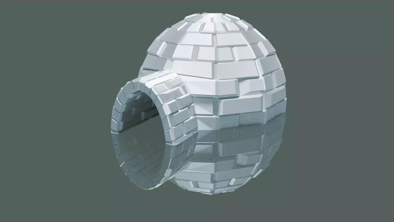 Snow Igloo Low-poly 3D model_0