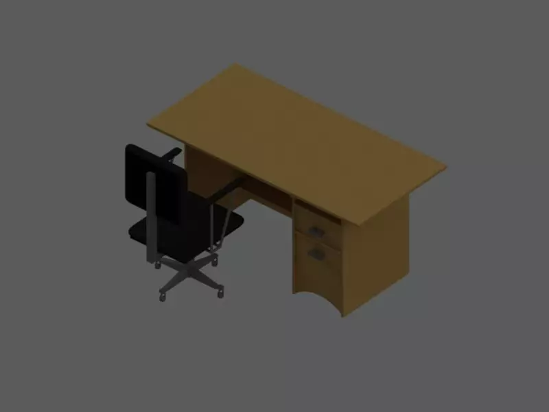 Office Table and Chair Free 3D model