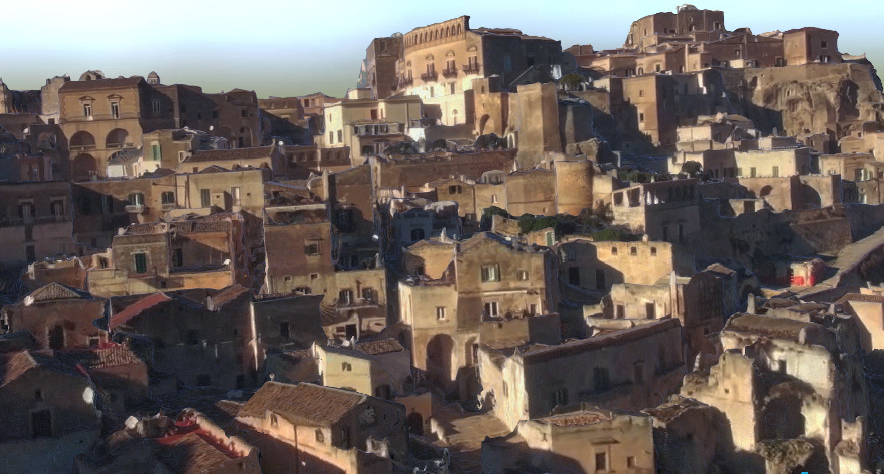 Italy Matera houses  Low-poly 3D model_0