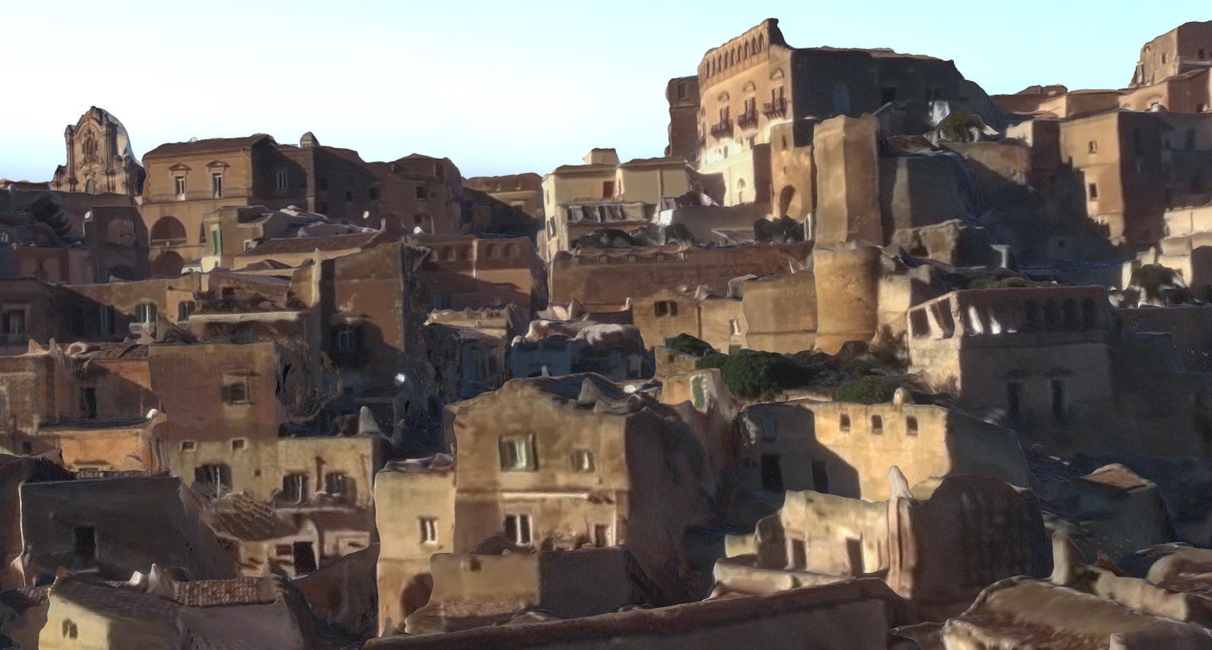 Italy Matera houses  Low-poly 3D model_1