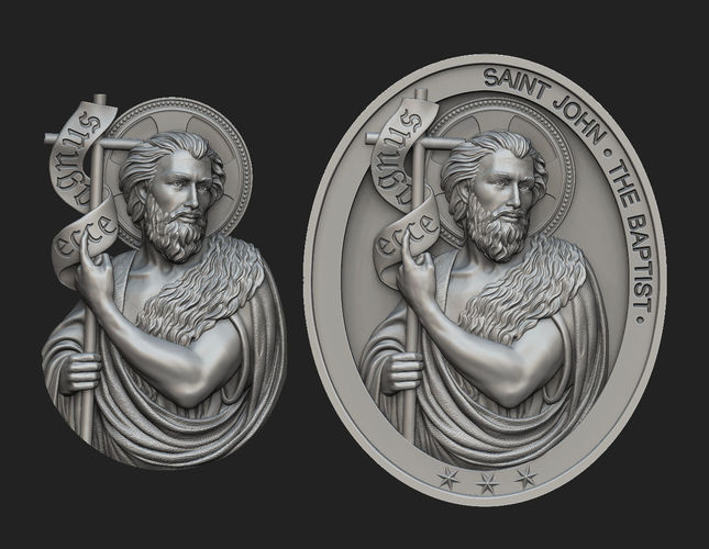 Saint John the Baptist Pendant and Medallion 3D print model