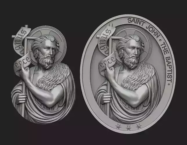 Saint John the Baptist Pendant and Medallion 3D print model