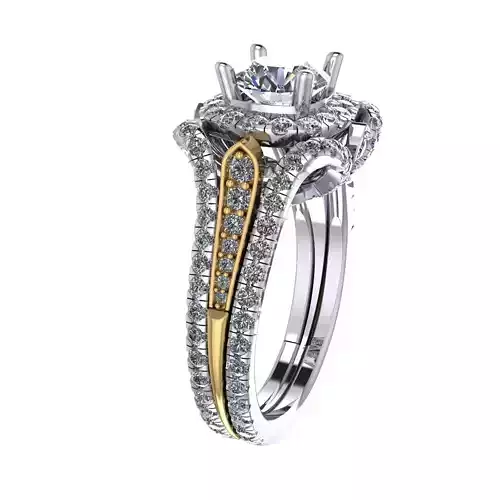 NN007 diamond engagement ring gold and gold
