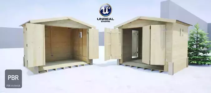 Christmas Market Chalet Low-poly 3D model