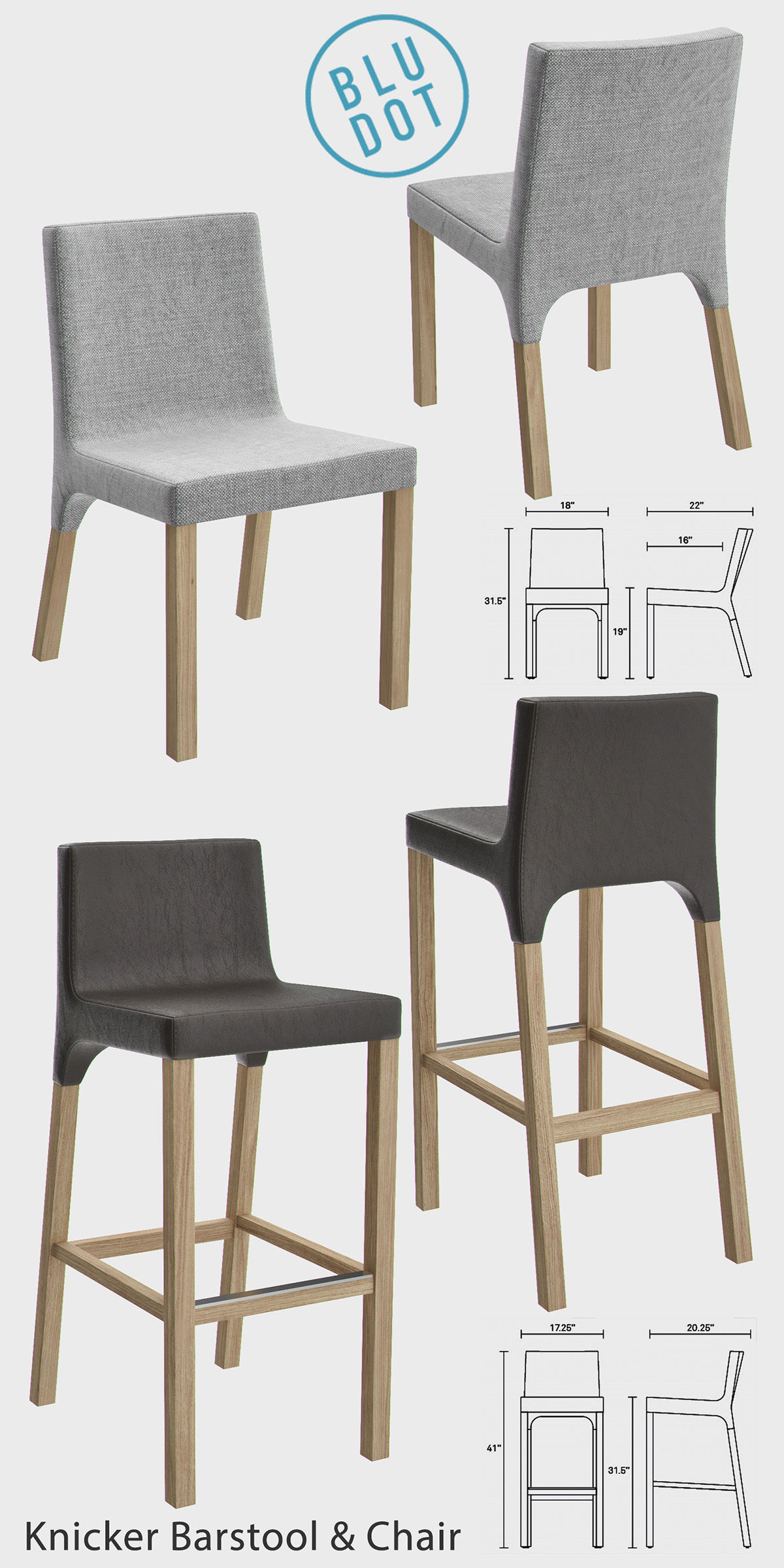 Blu Dot KNICKER Barstool and Chair 3D model_1