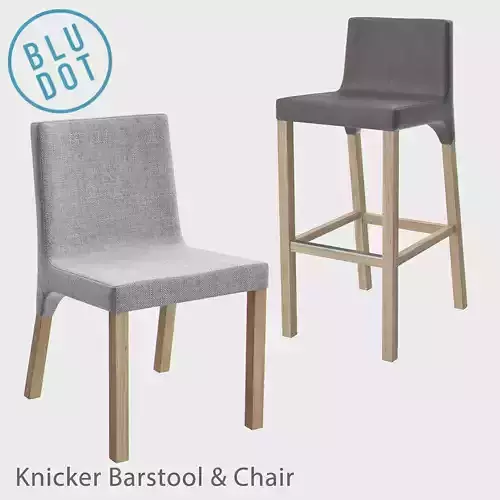Blu Dot KNICKER Barstool and Chair 3D model