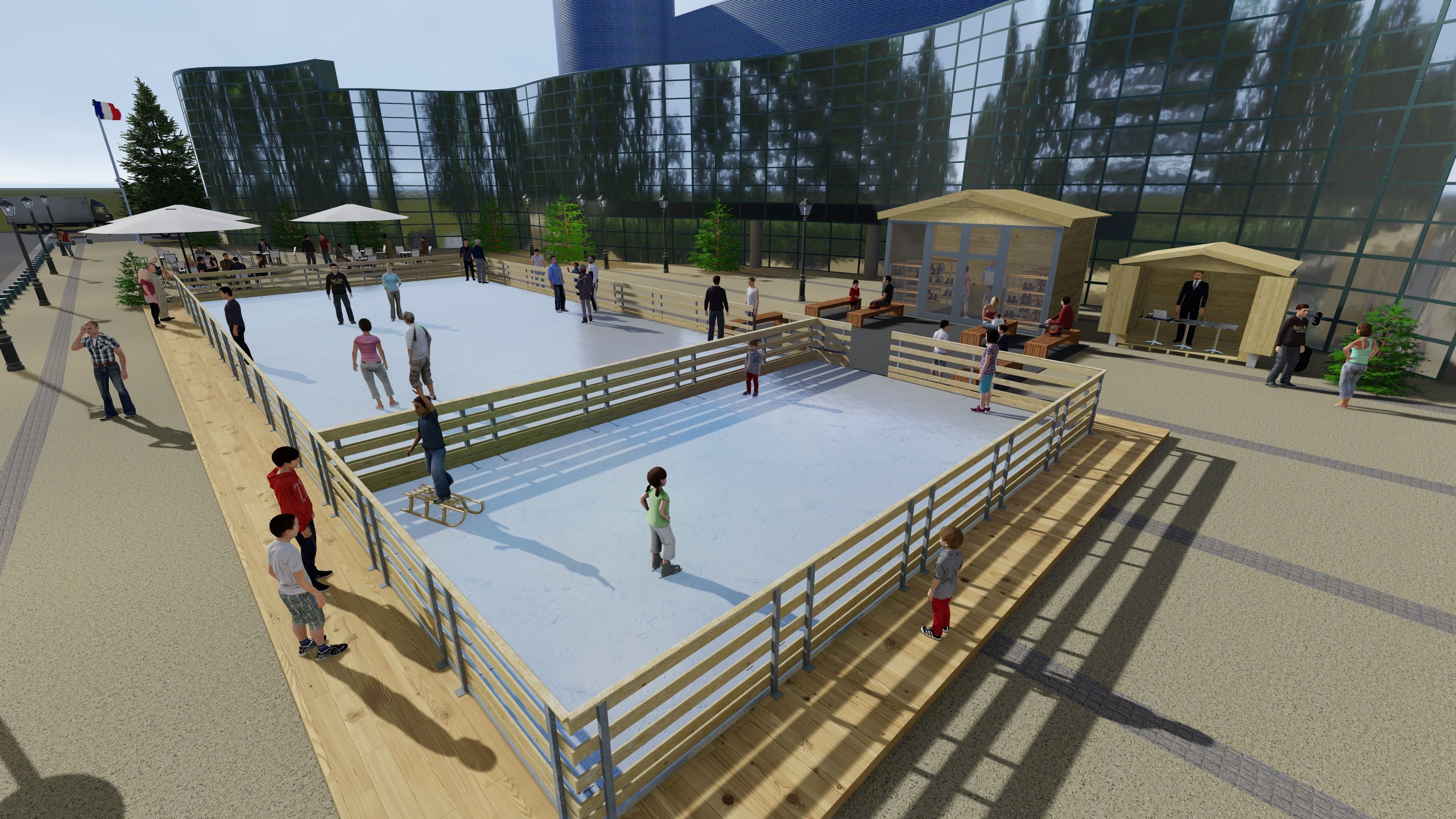 Pyongyang Ice Rink 3d Model 3D model Modular Ice Rink Fences VR / AR / low-poly | CGTrader