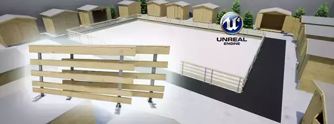 Modular Ice Rink Fences  Low-poly 3D model