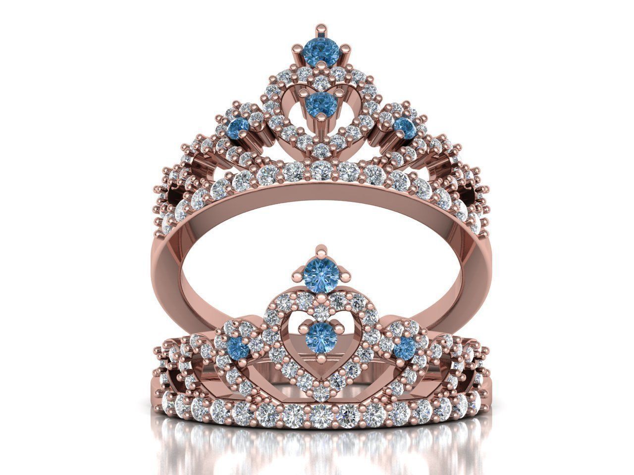 Crown ring 3d print model 0217  3D print model_2