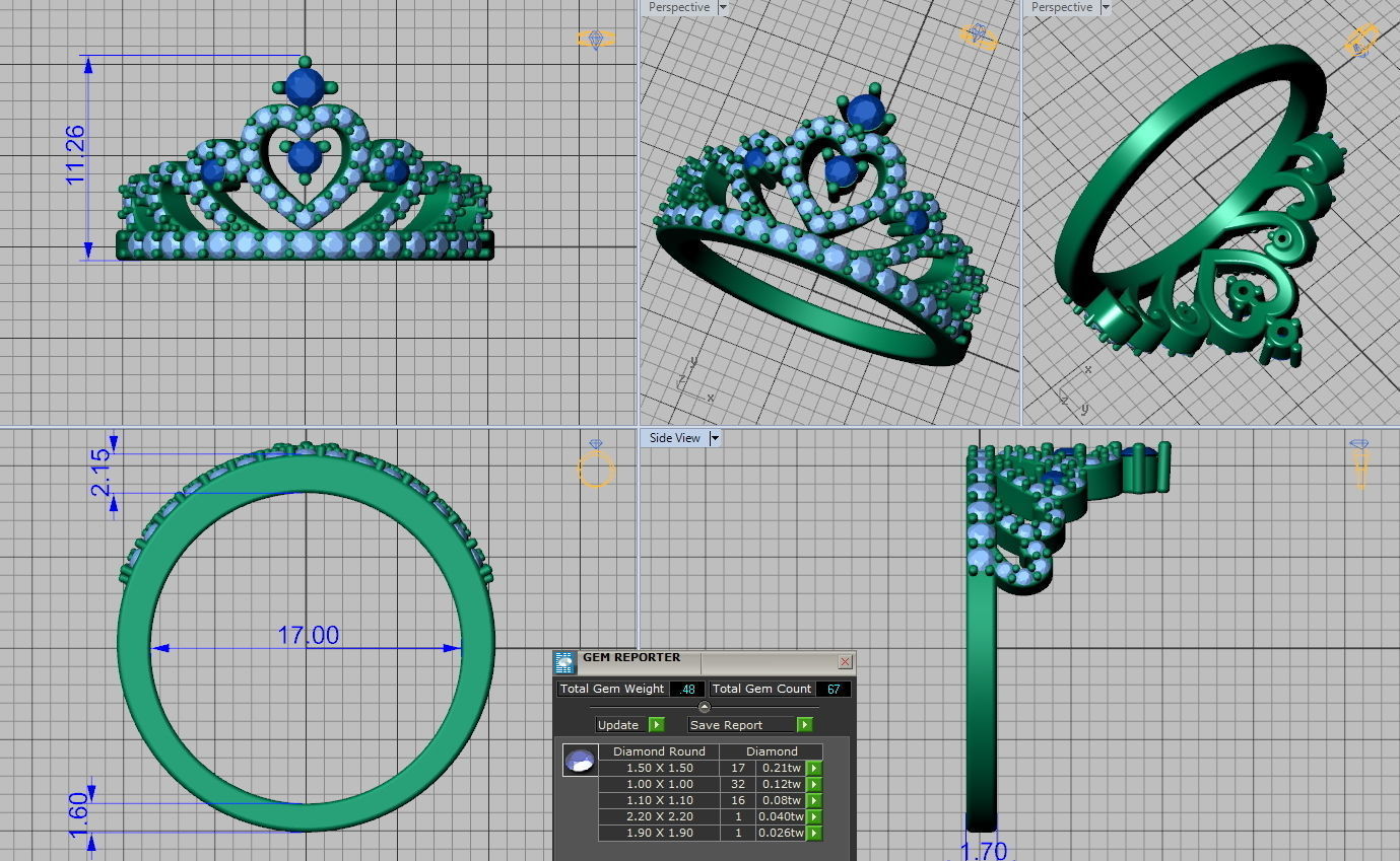 Crown ring 3d print model 0217  3D print model_3