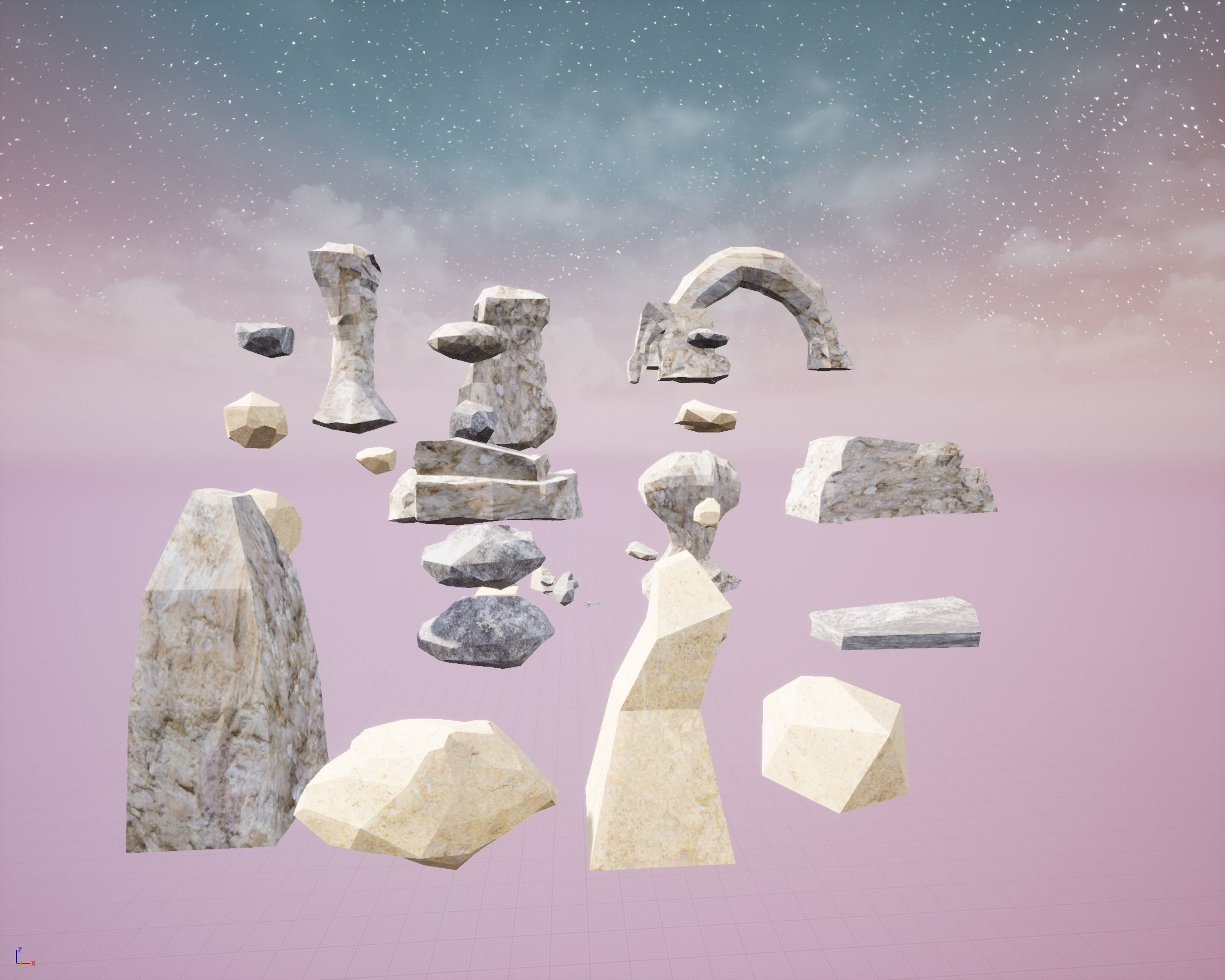 Game ready Low-poly Rock and Stones model  Low-poly 3D model_4