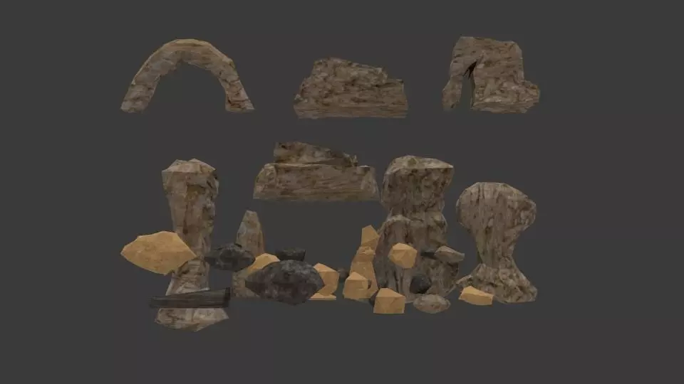 Game ready Low-poly Rock and Stones model  Low-poly 3D model_0