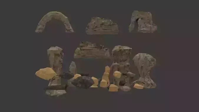 Game ready Low-poly Rock and Stones model  Low-poly 3D model Game ready Low-poly Rock and Stones model  Low-poly 3D model