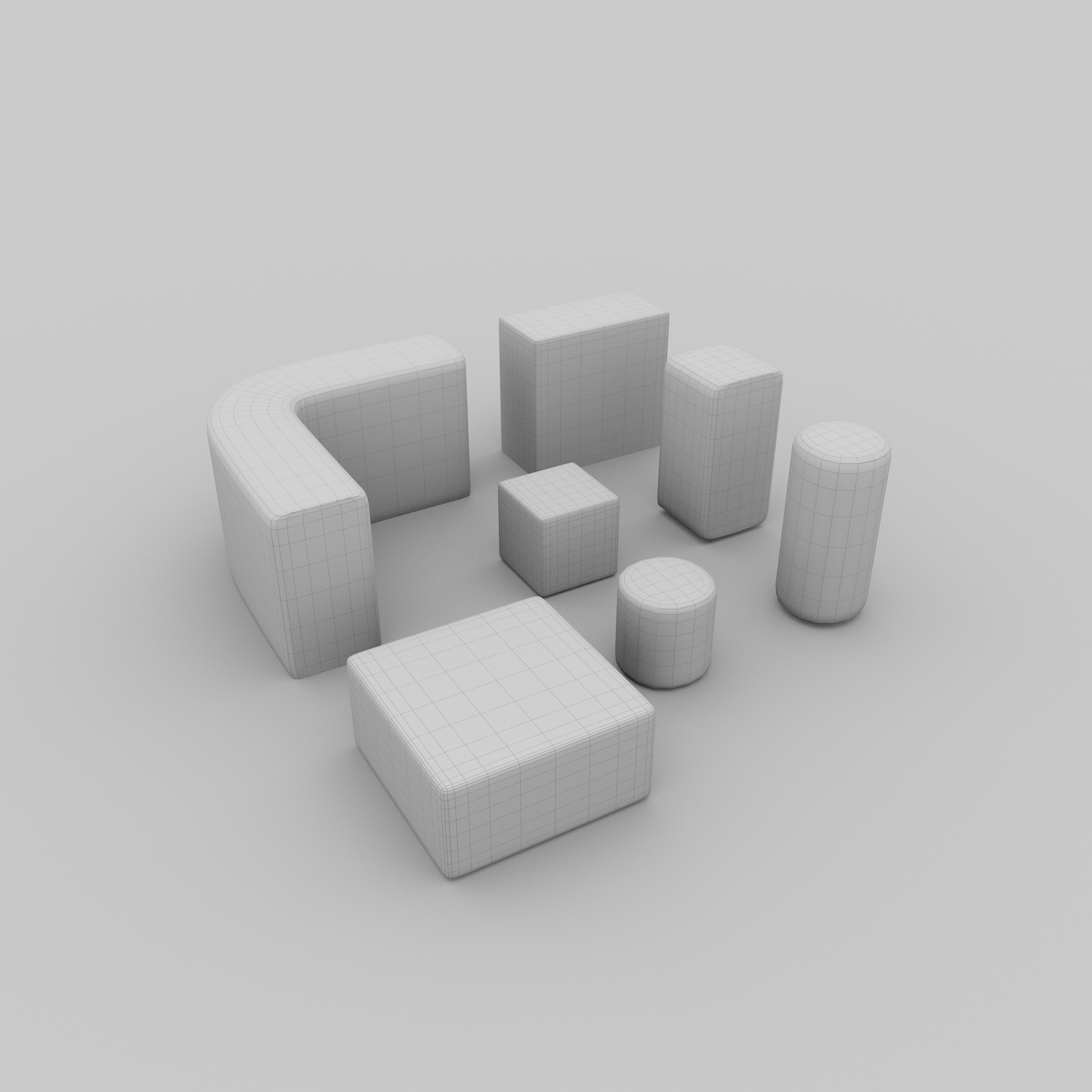 Low Poly Hedge Collection set of cubes Low-poly 3D model_24