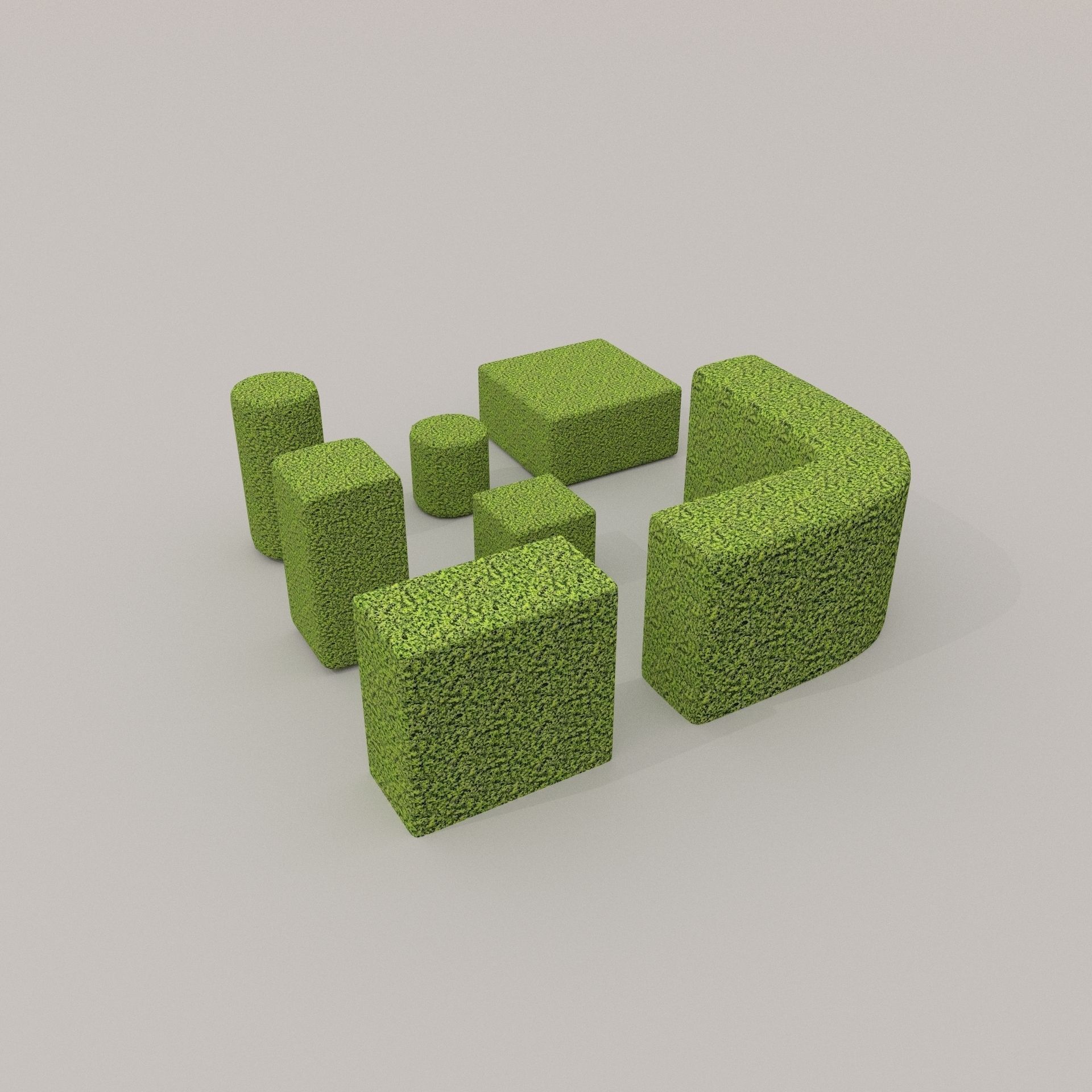 Low Poly Hedge Collection set of cubes Low-poly 3D model_14