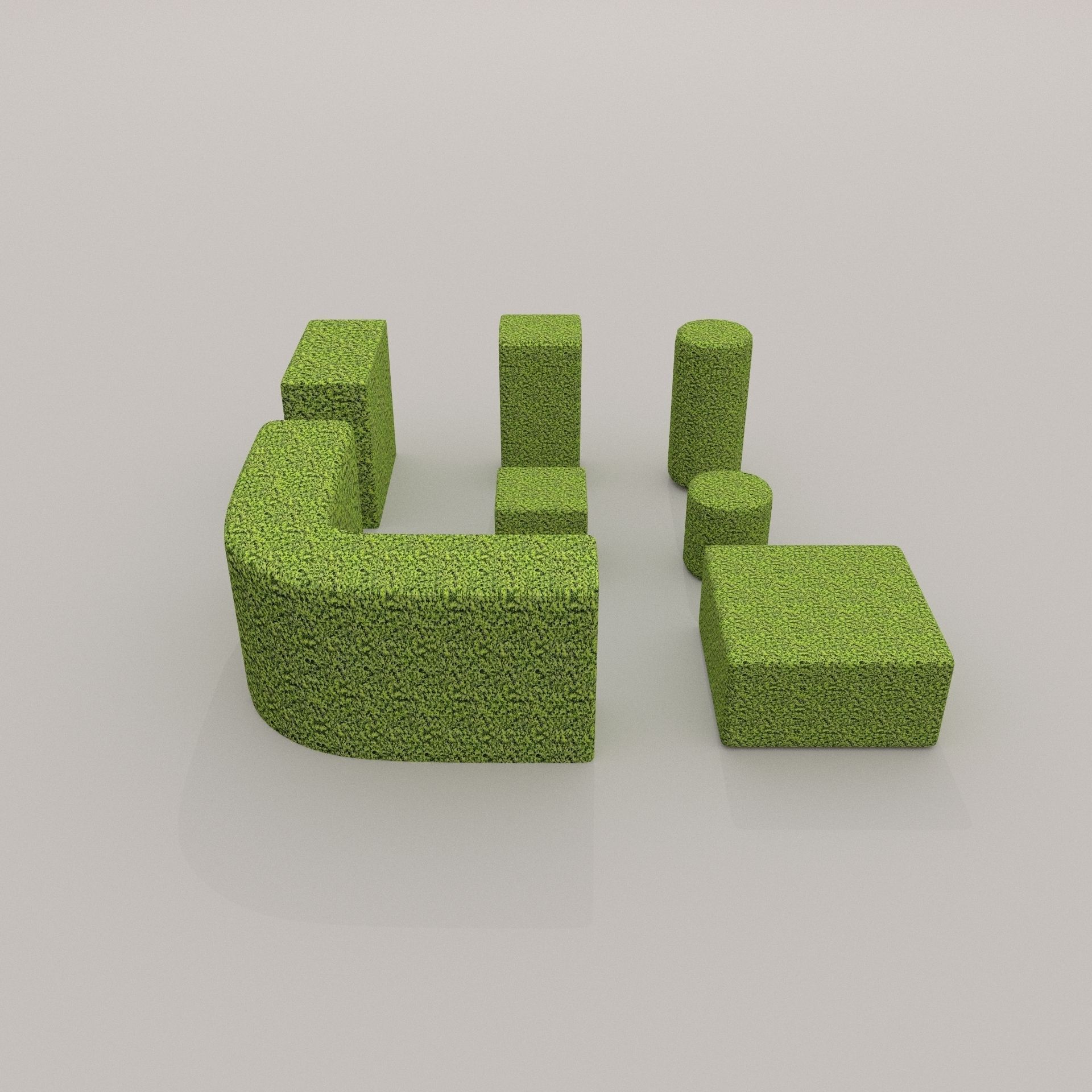 Low Poly Hedge Collection set of cubes Low-poly 3D model_1