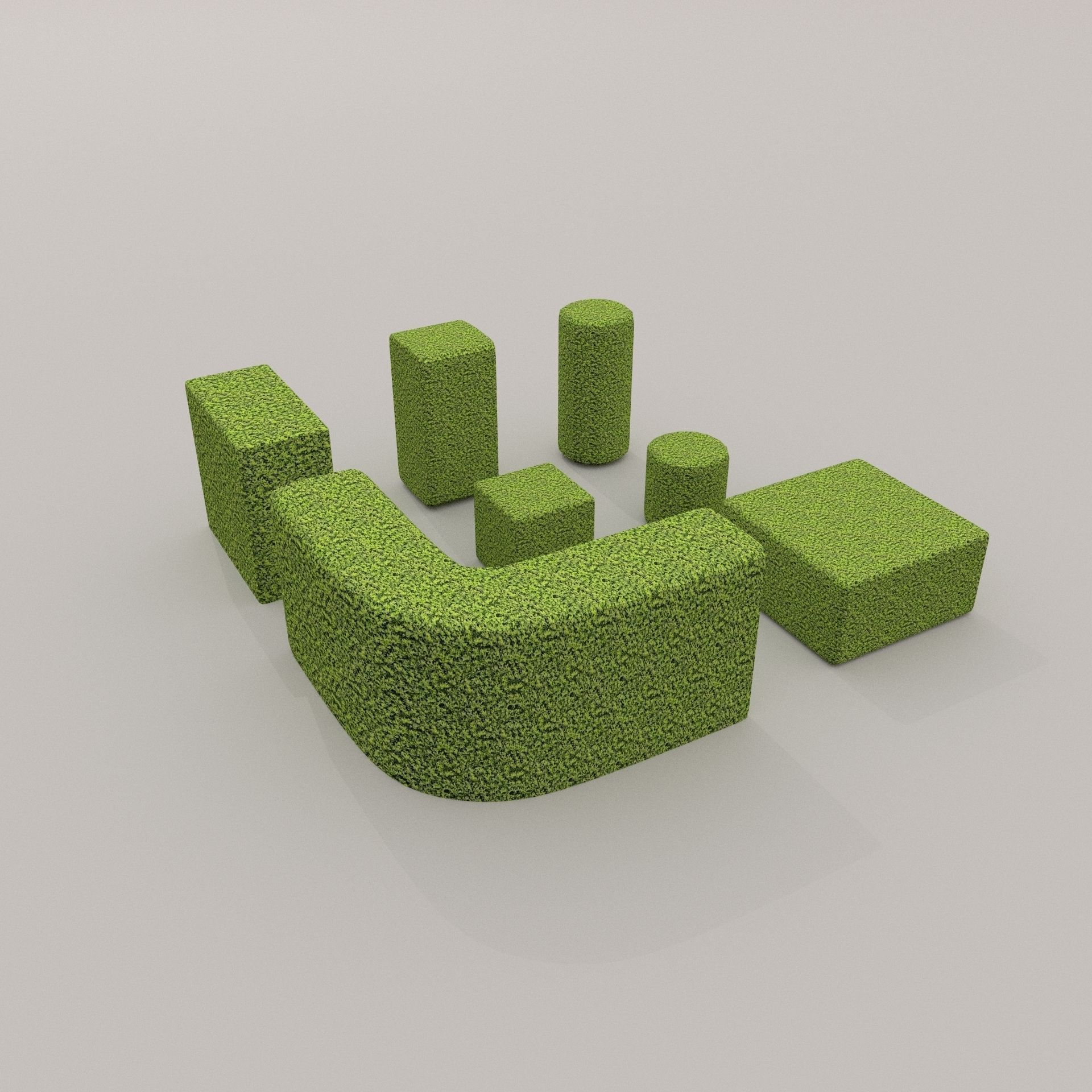 Low Poly Hedge Collection set of cubes Low-poly 3D model_18