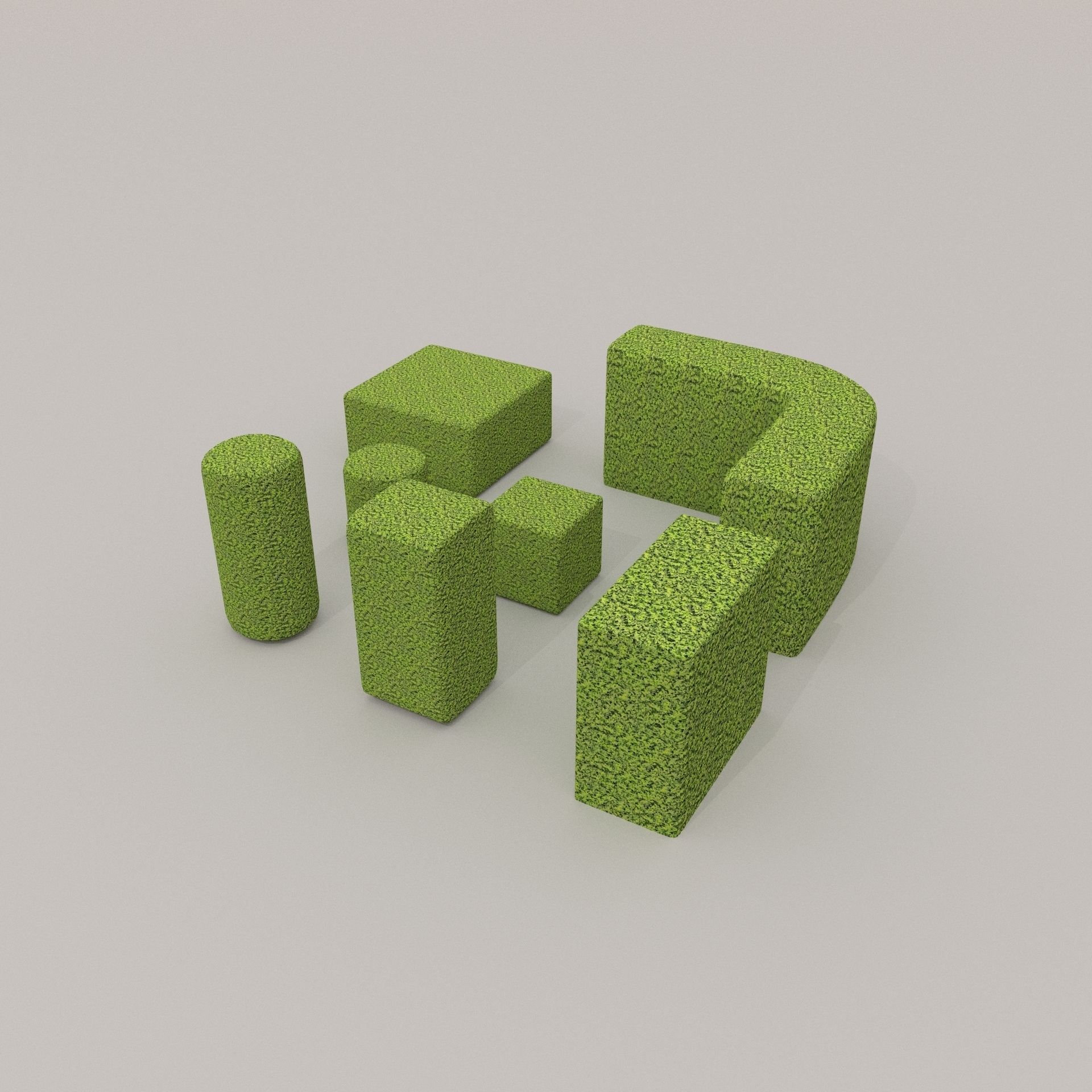 Low Poly Hedge Collection set of cubes Low-poly 3D model_23