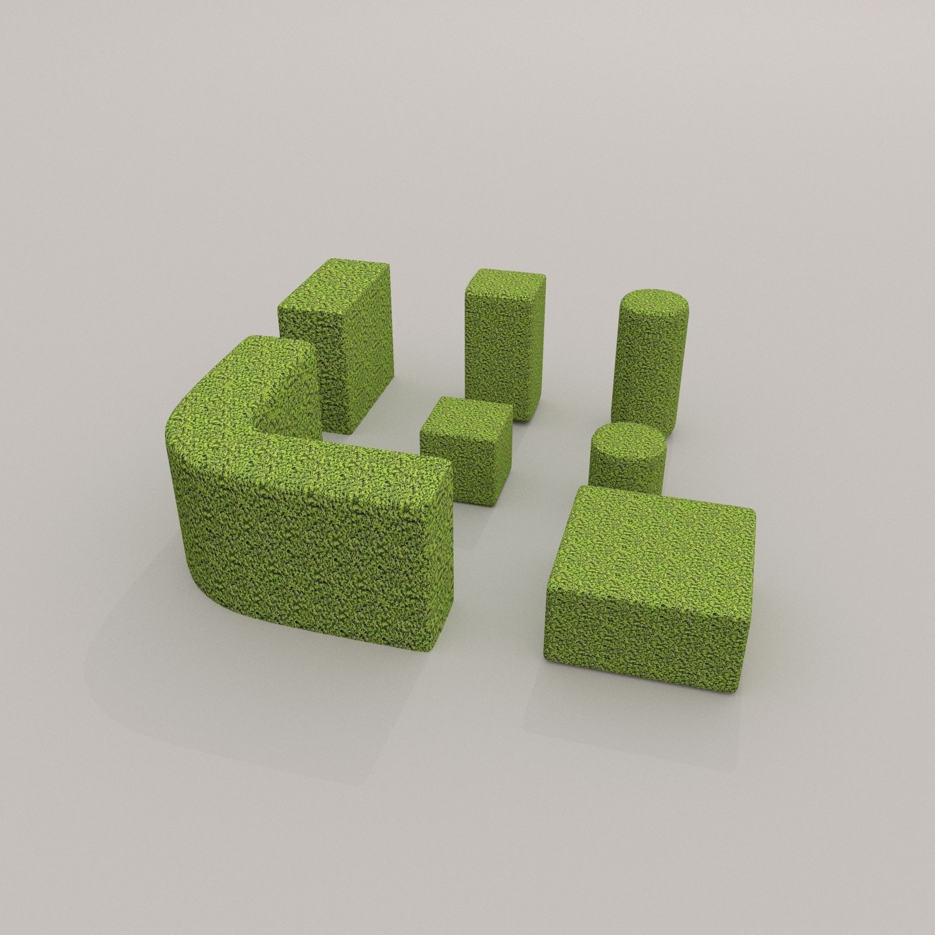 Low Poly Hedge Collection set of cubes Low-poly 3D model_3