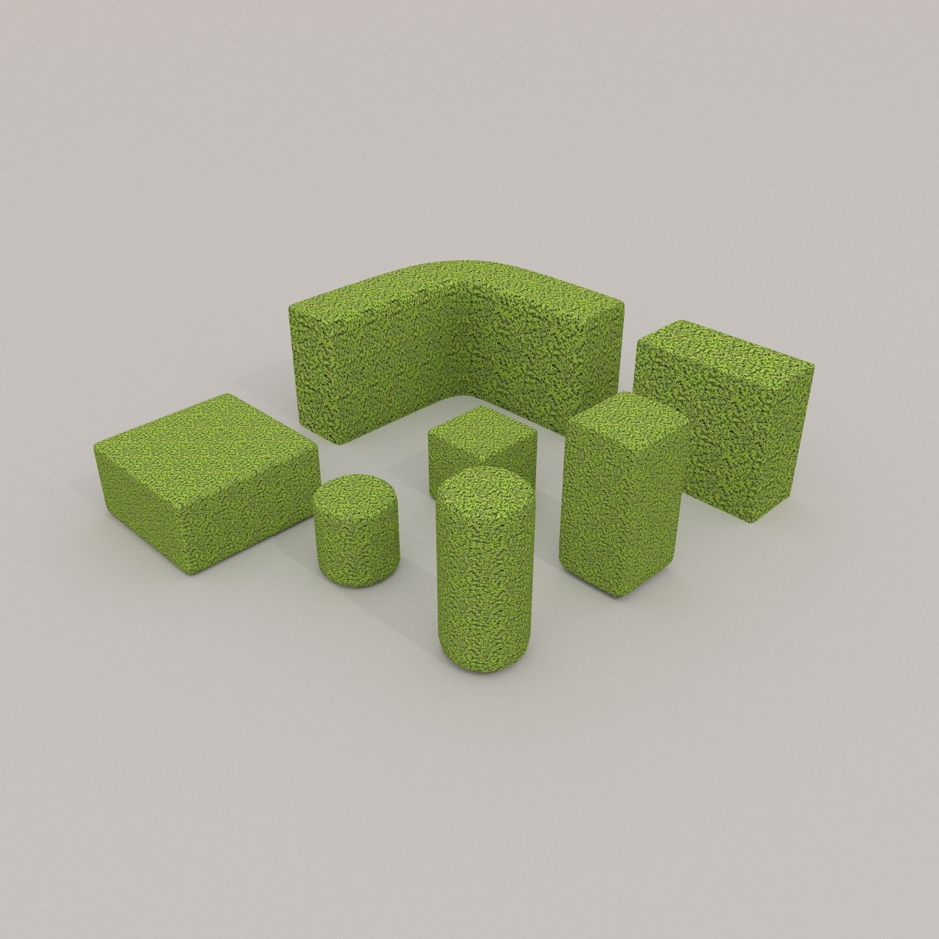 Low Poly Hedge Collection set of cubes Low-poly 3D model_8