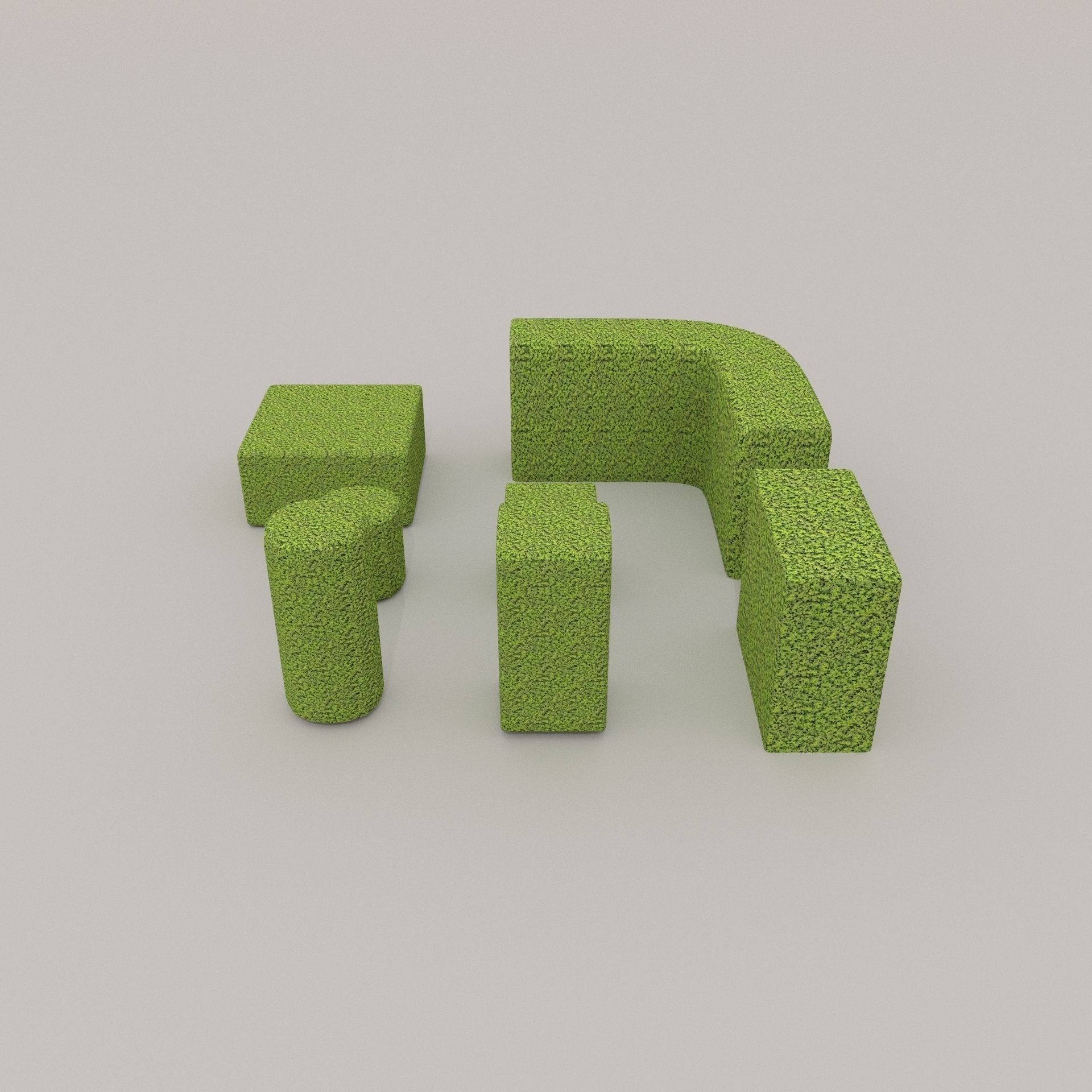 Low Poly Hedge Collection set of cubes Low-poly 3D model_13