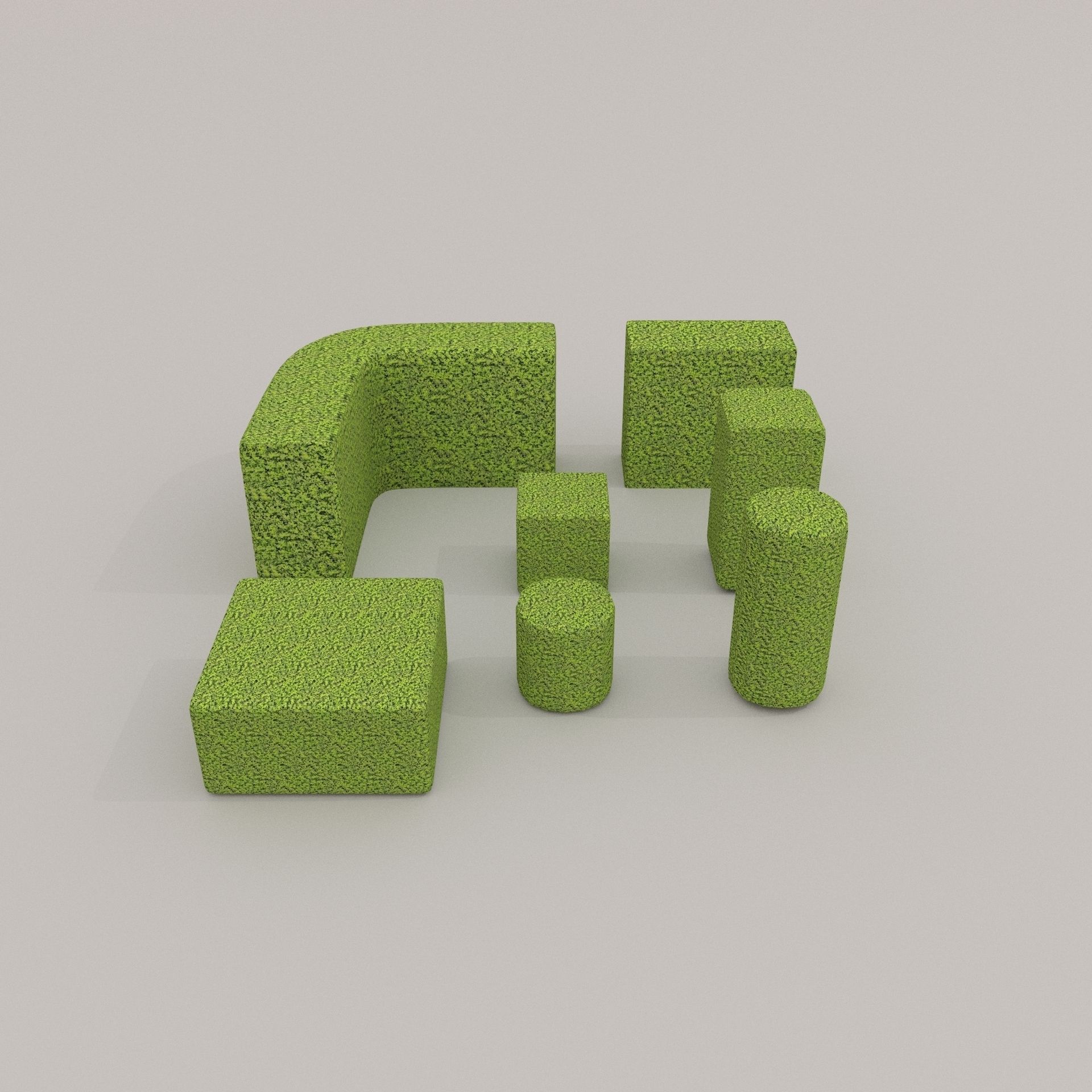 Low Poly Hedge Collection set of cubes Low-poly 3D model_15