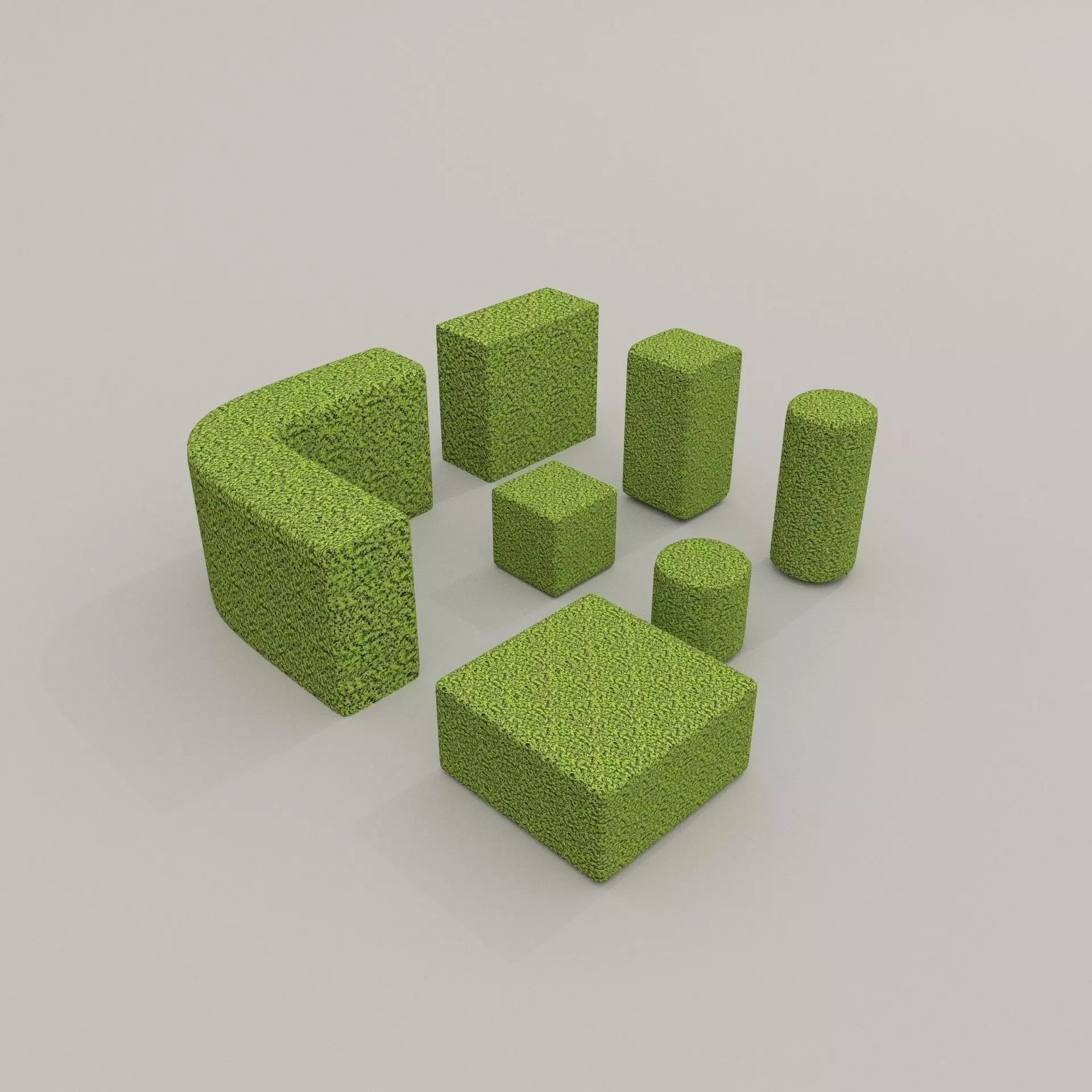 Low Poly Hedge Collection set of cubes Low-poly 3D model_0
