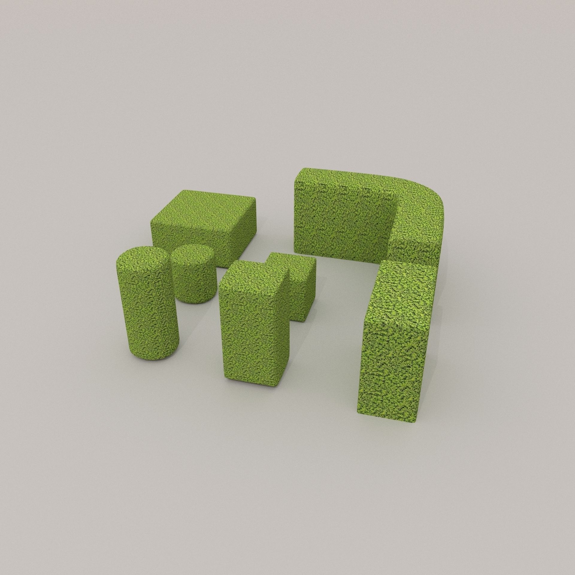 Low Poly Hedge Collection set of cubes Low-poly 3D model_7