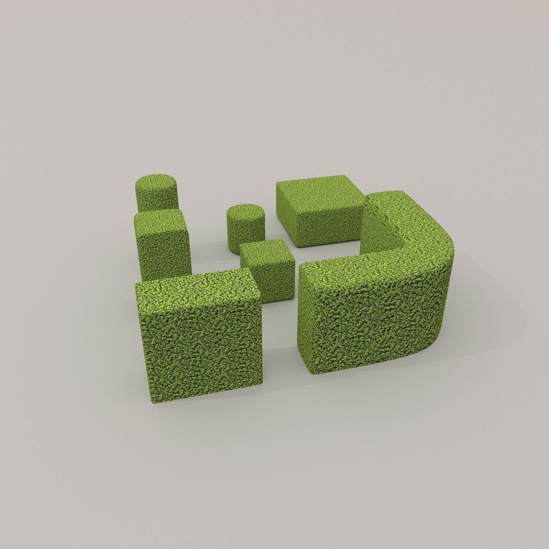 Low Poly Hedge Collection set of cubes Low-poly 3D model_19