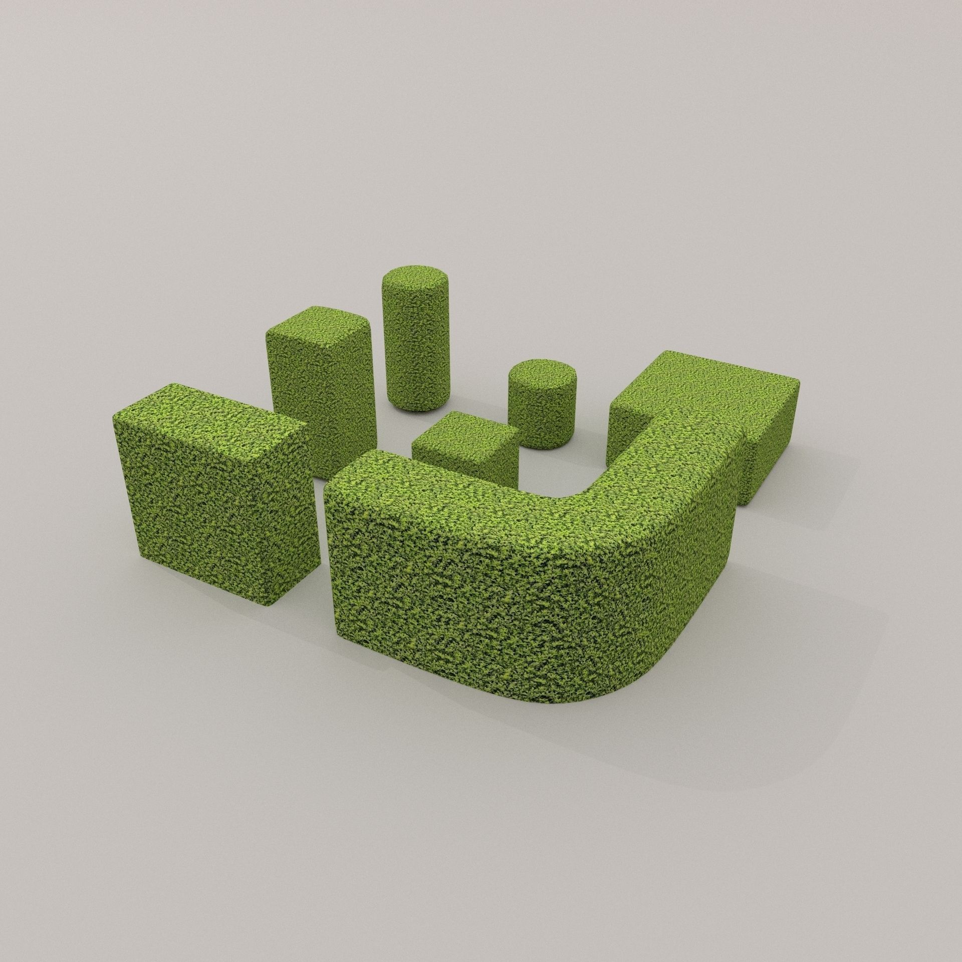 Low Poly Hedge Collection set of cubes Low-poly 3D model_6