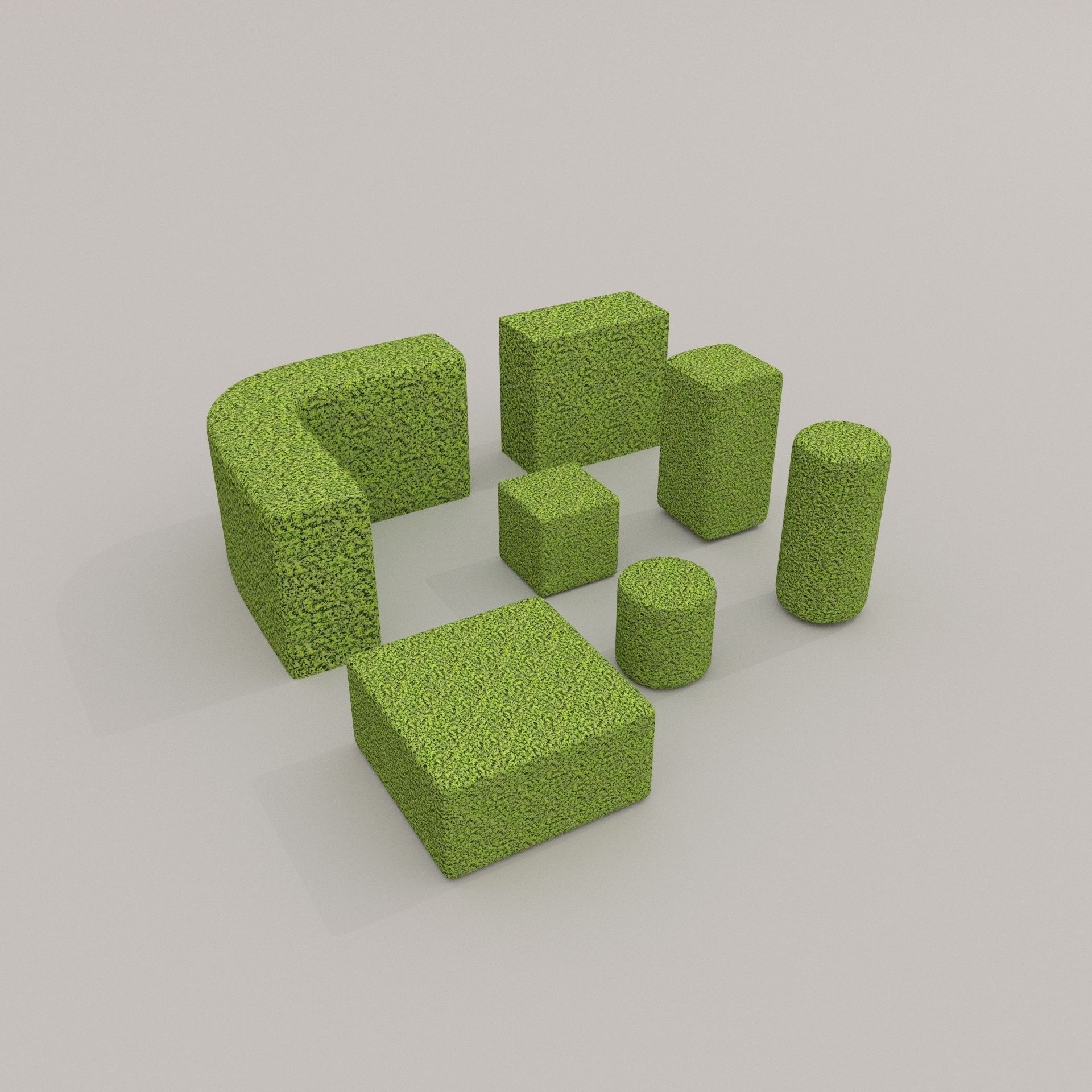 Low Poly Hedge Collection set of cubes Low-poly 3D model_4