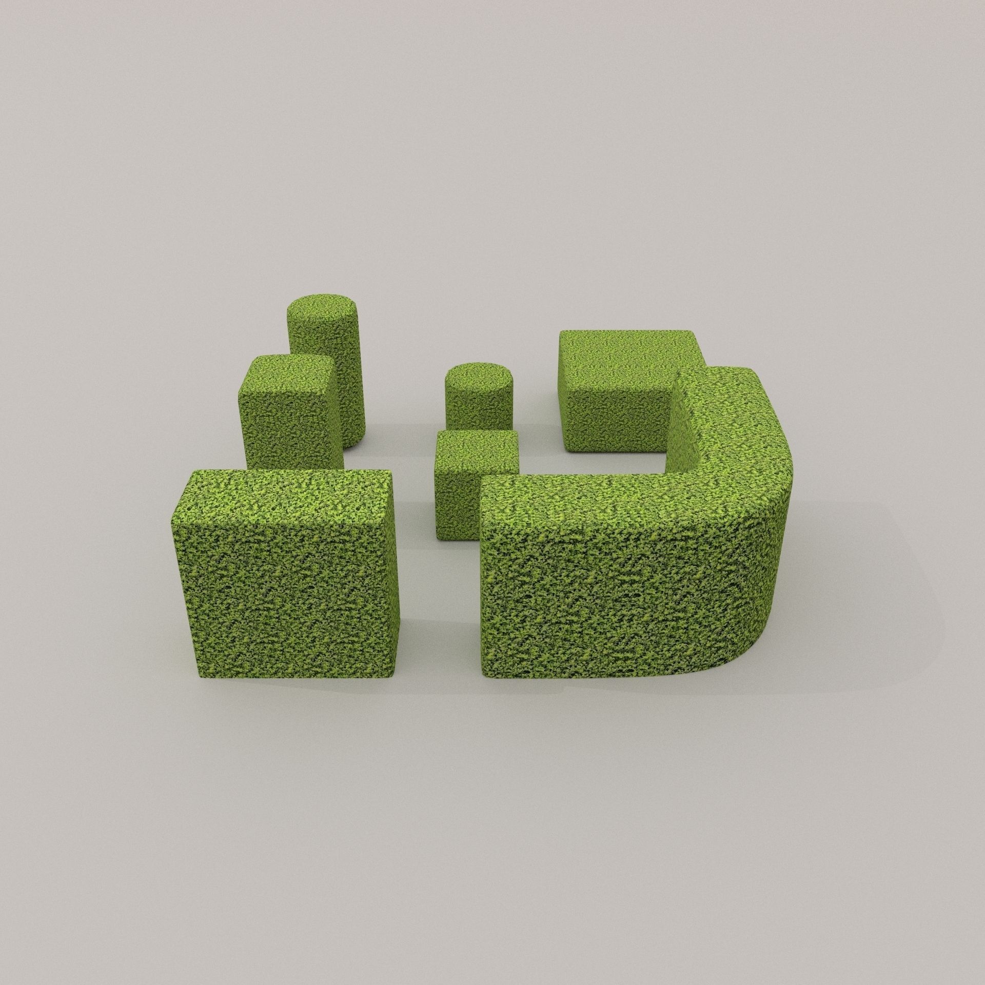 Low Poly Hedge Collection set of cubes Low-poly 3D model_21