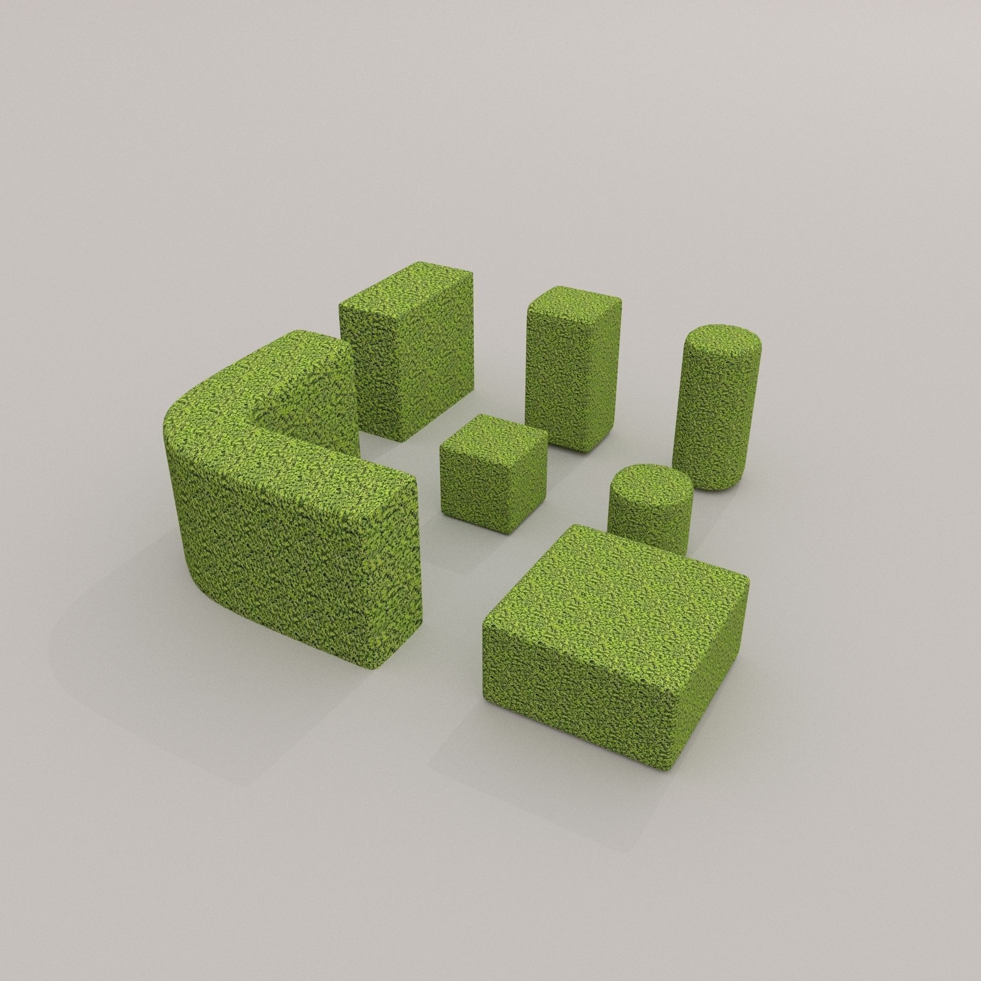 Low Poly Hedge Collection set of cubes Low-poly 3D model_5
