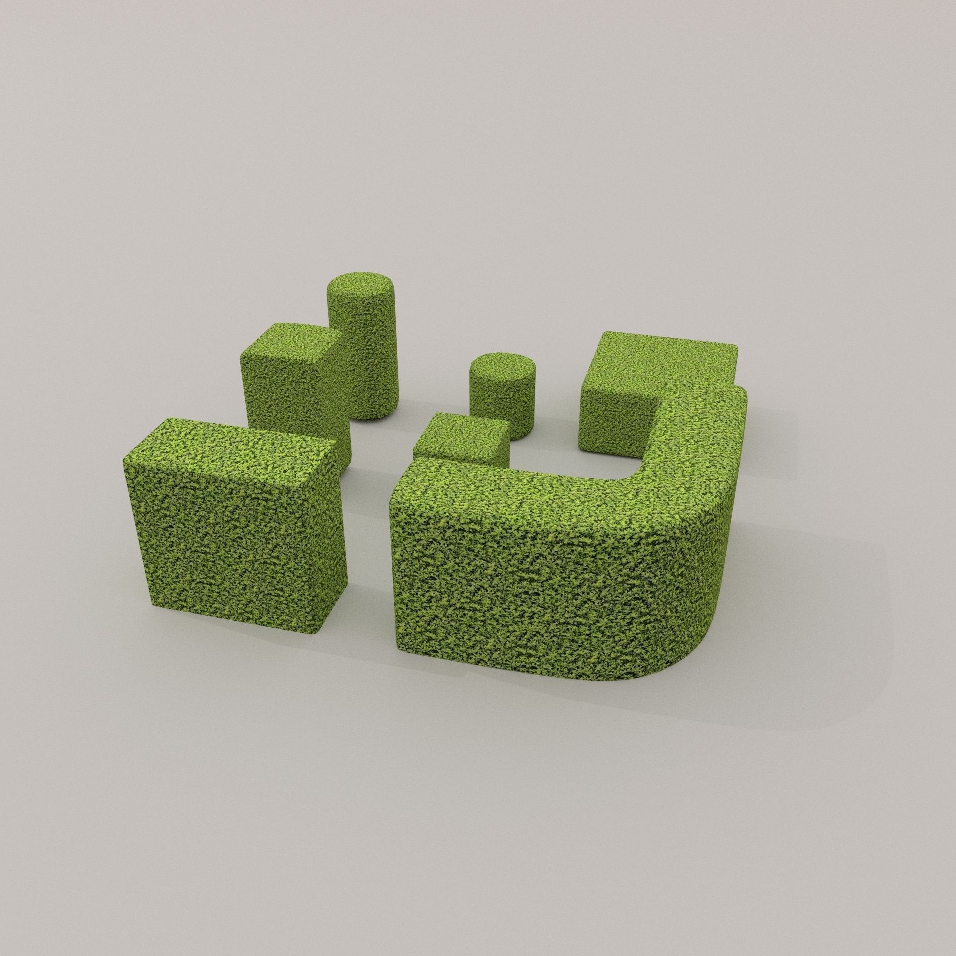 Low Poly Hedge Collection set of cubes Low-poly 3D model_9