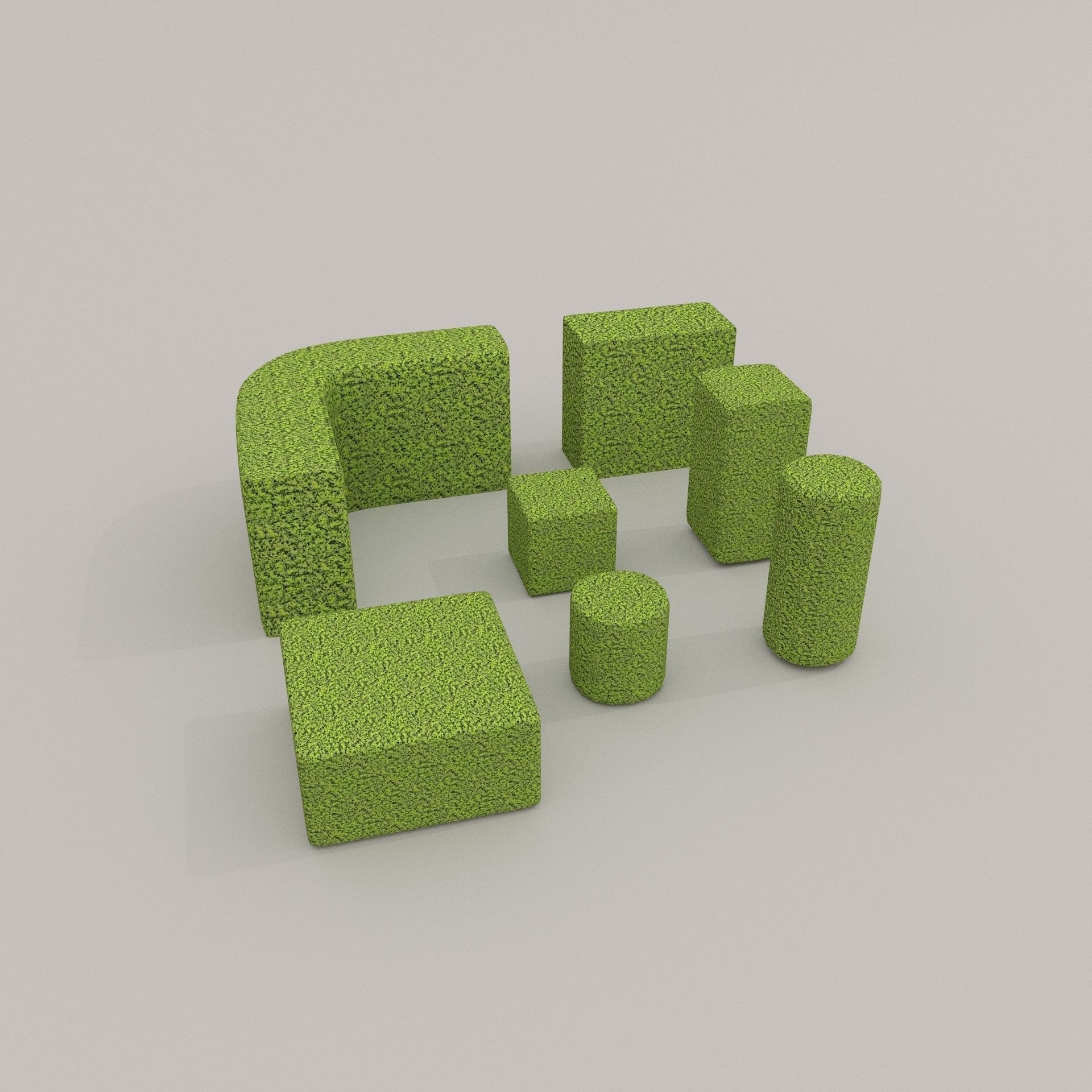 Low Poly Hedge Collection set of cubes Low-poly 3D model_2