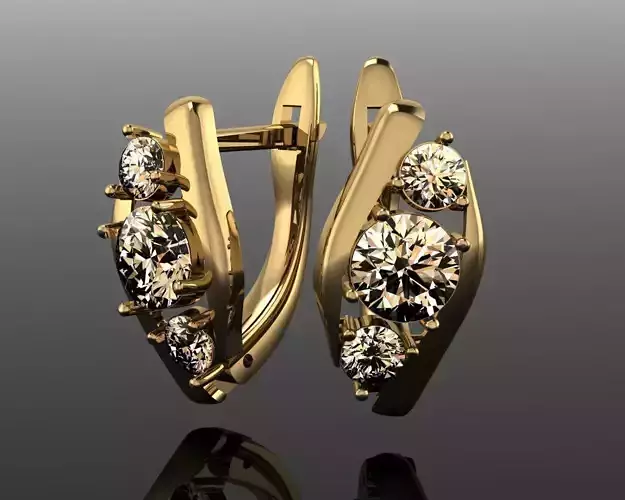 Onion gold earrings with diamonds