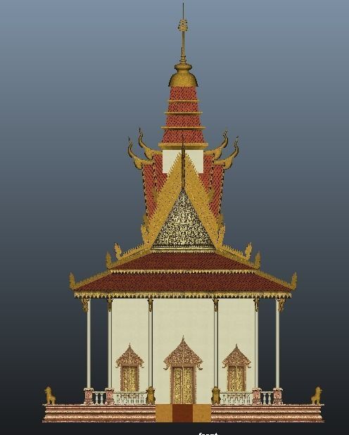 Pagoda temple in cambodia Low-poly 3D model_3