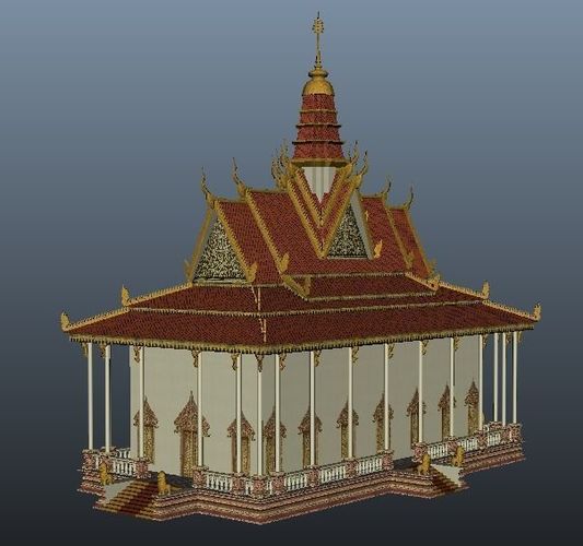 Pagoda temple in cambodia Low-poly 3D model