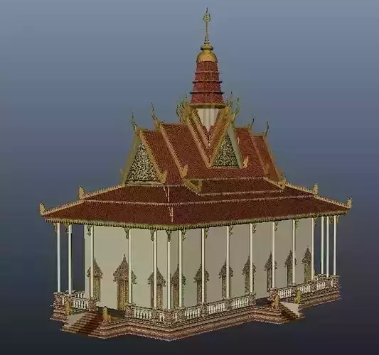 Pagoda temple in cambodia Low-poly 3D model