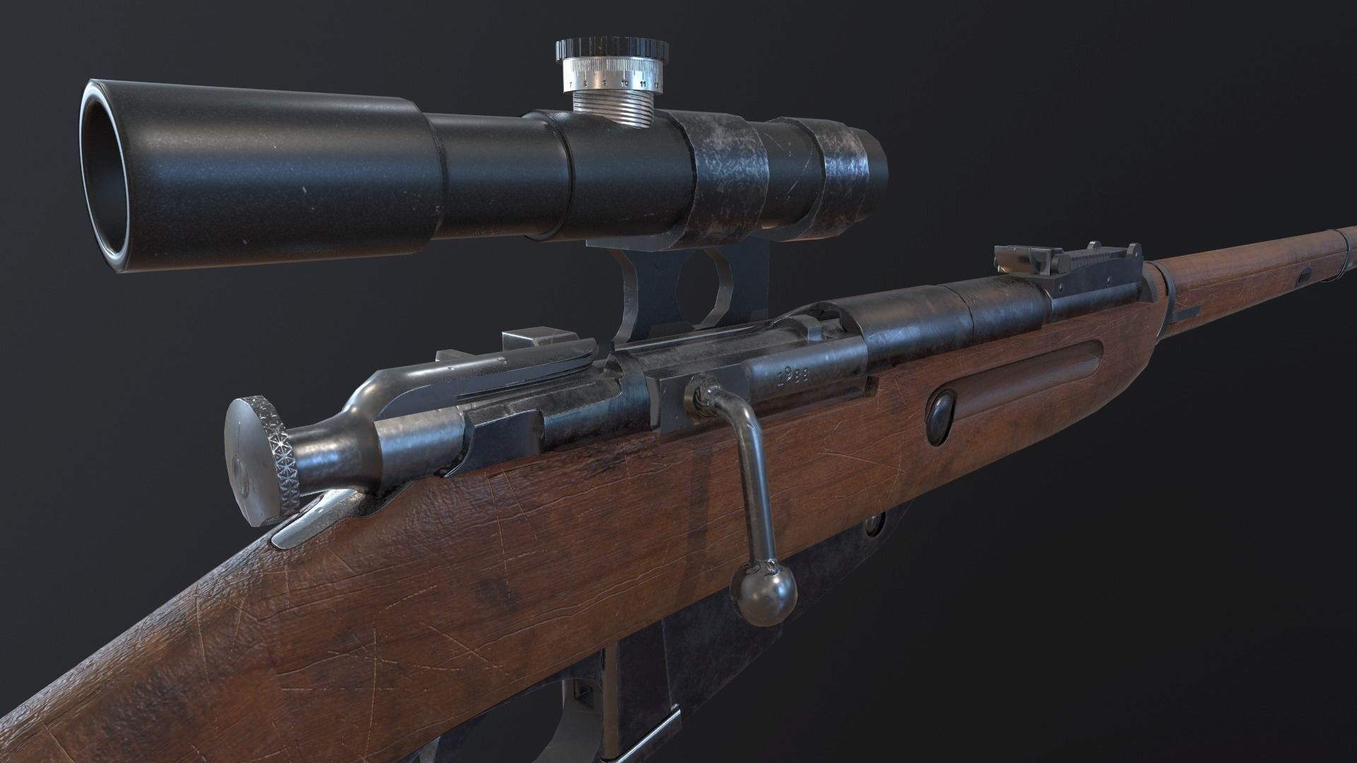 Soviet Mosin-Nagant M38 Low-poly 3D model_12