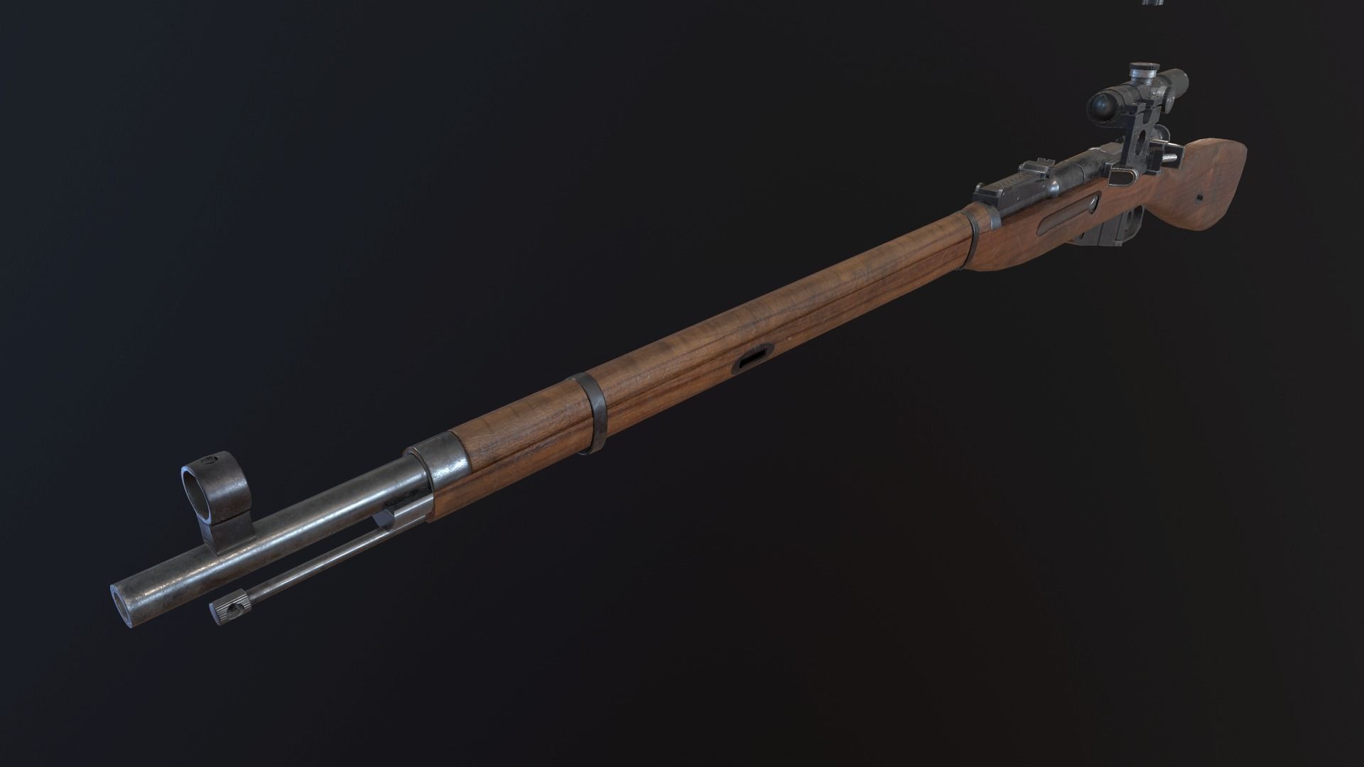 Soviet Mosin-Nagant M38 Low-poly 3D model_9
