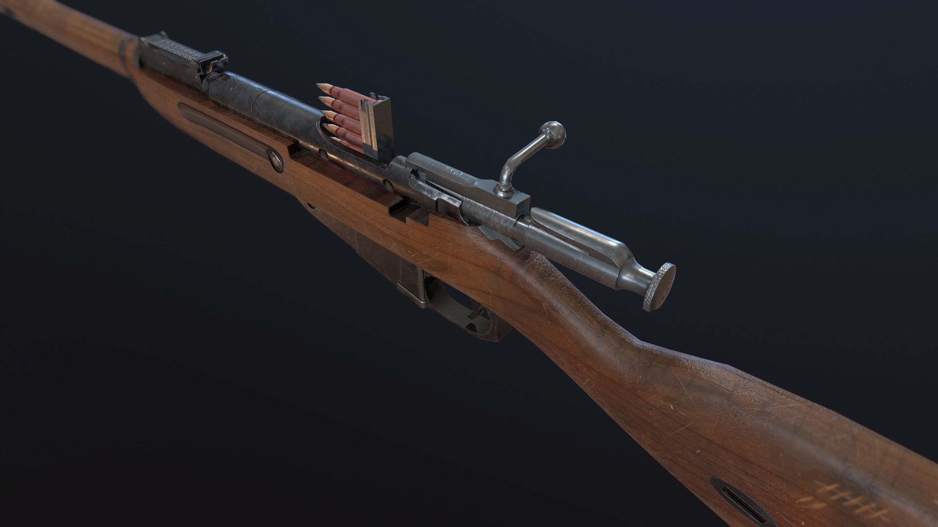 Soviet Mosin-Nagant M38 Low-poly 3D model_22