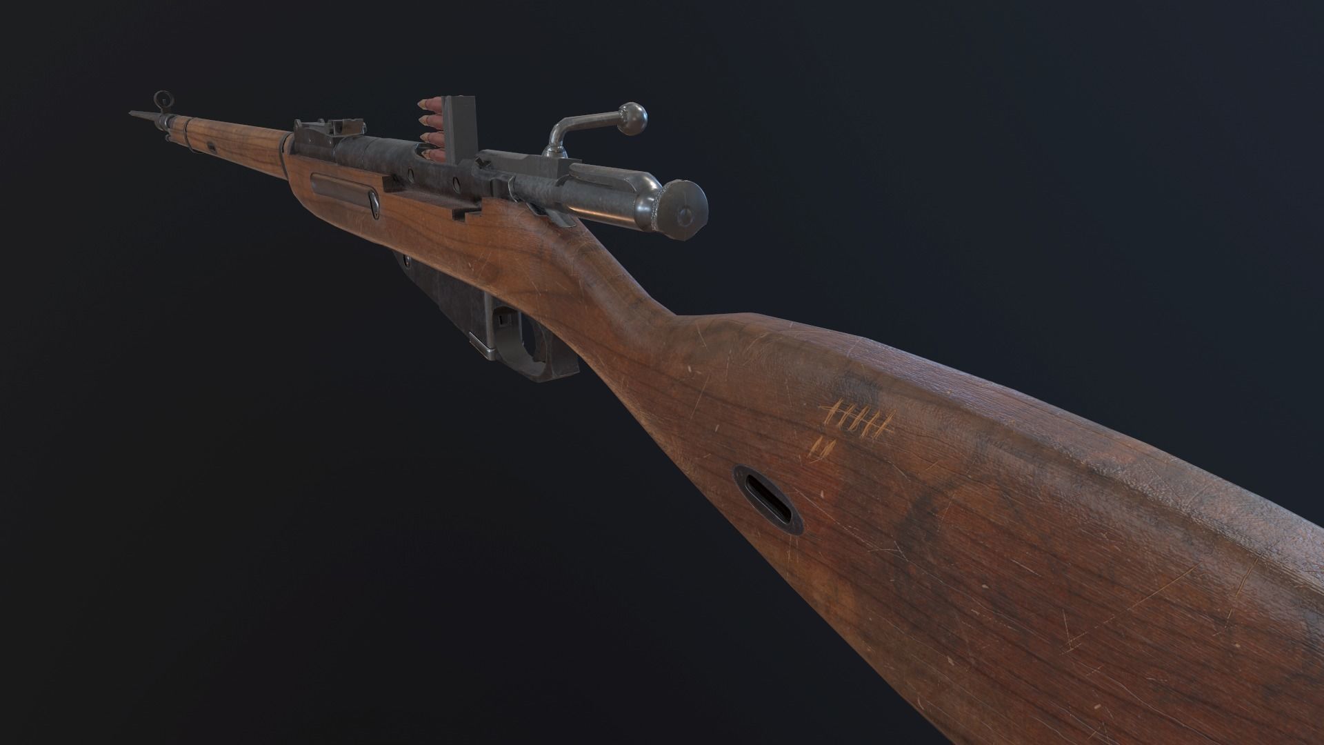Soviet Mosin-Nagant M38 Low-poly 3D model_3