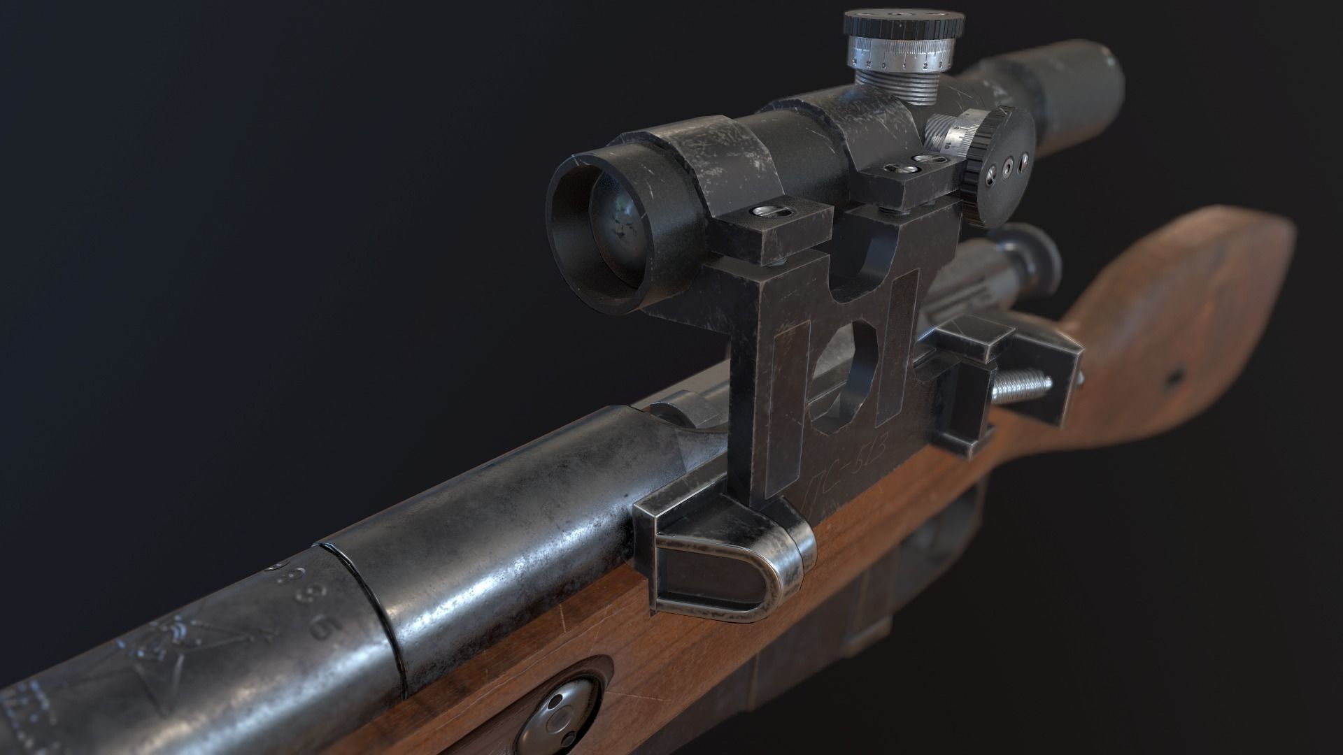 Soviet Mosin-Nagant M38 Low-poly 3D model_13