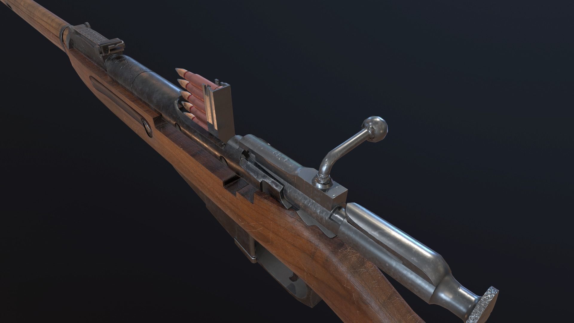 Soviet Mosin-Nagant M38 Low-poly 3D model_21