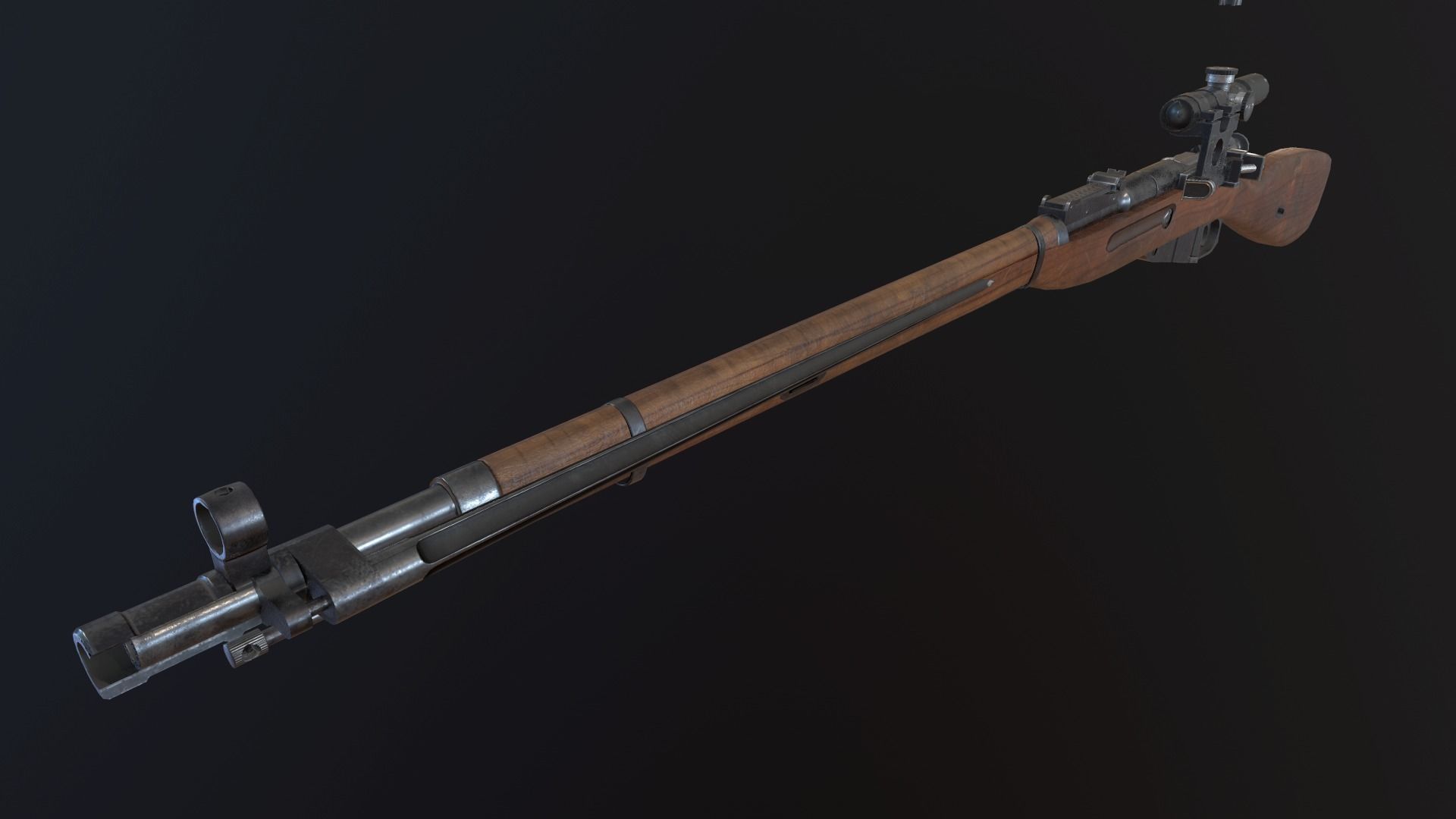 Soviet Mosin-Nagant M38 Low-poly 3D model_7