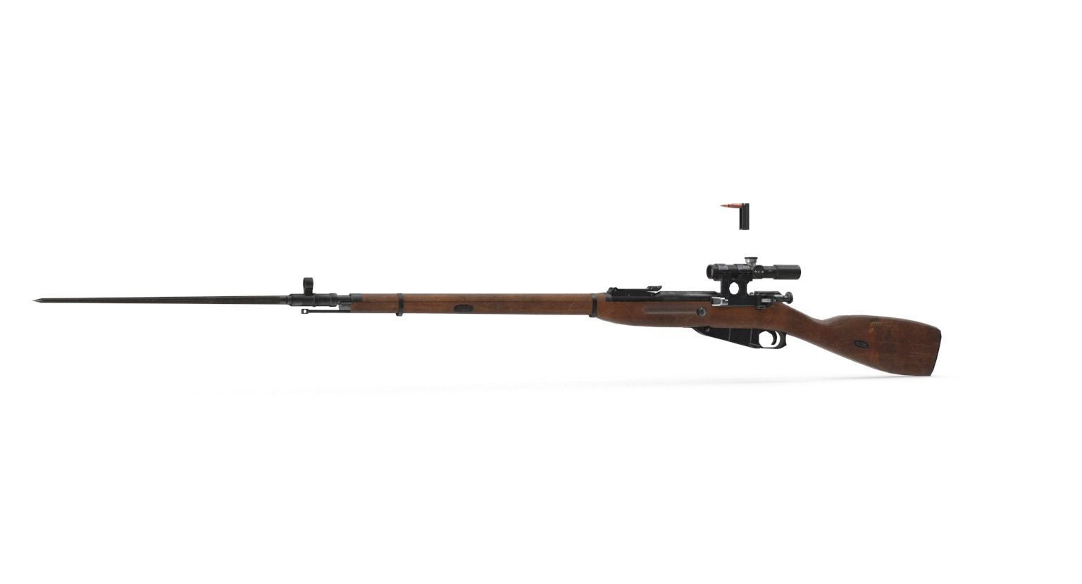 Soviet Mosin-Nagant M38 Low-poly 3D model_2